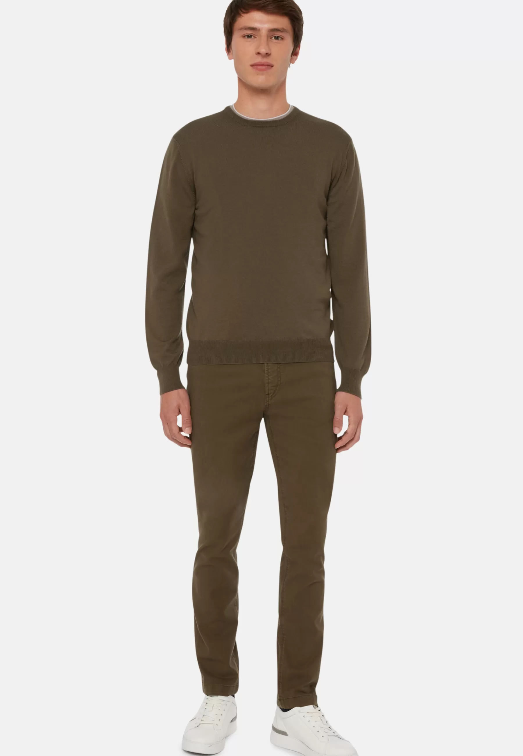 Knitwear^Boggi Milano Merino Wool Crew Neck Jumper Military Green