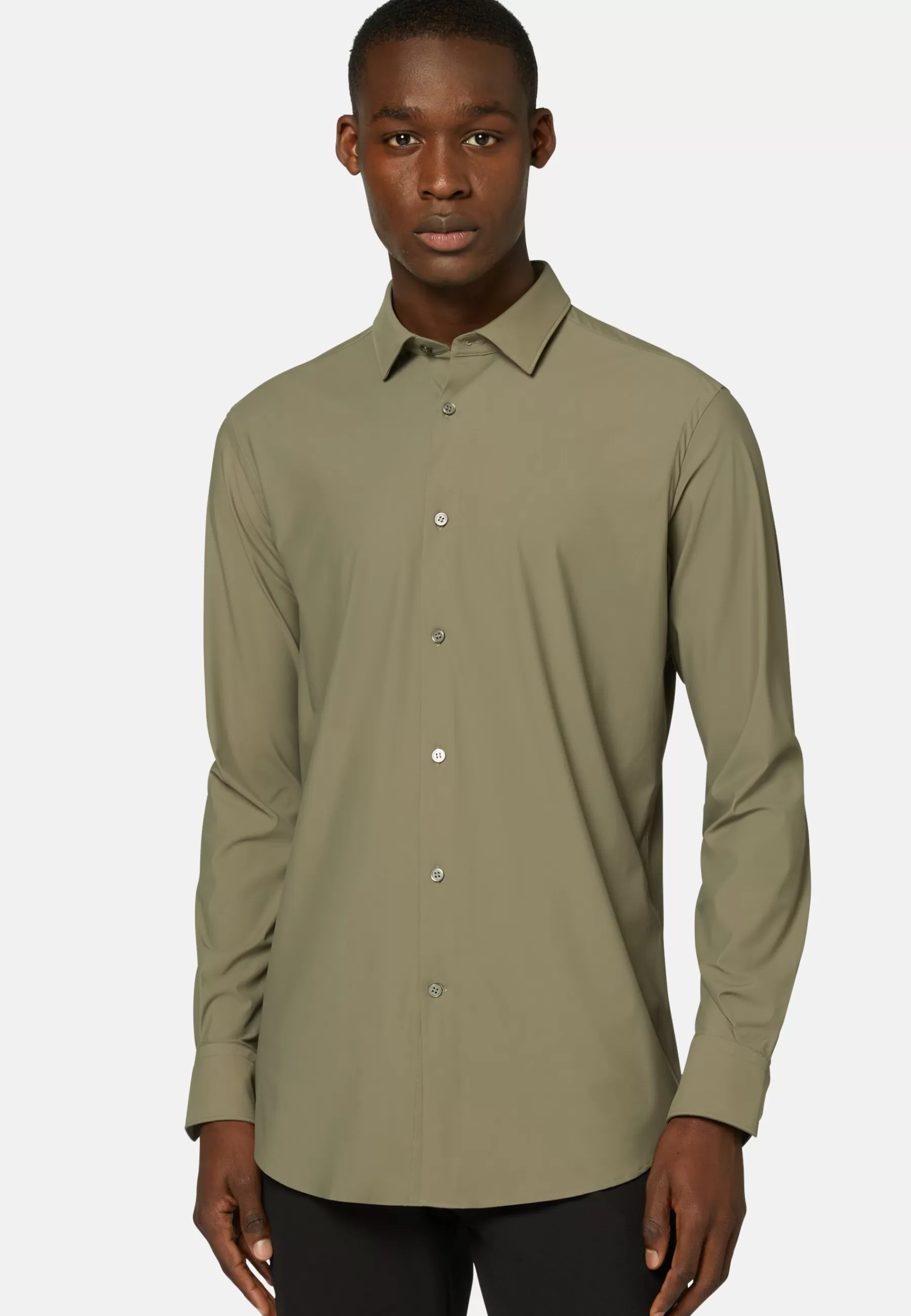 Casual Shirts^Boggi Milano Shirt In Stretch Nylon Slim Military Green