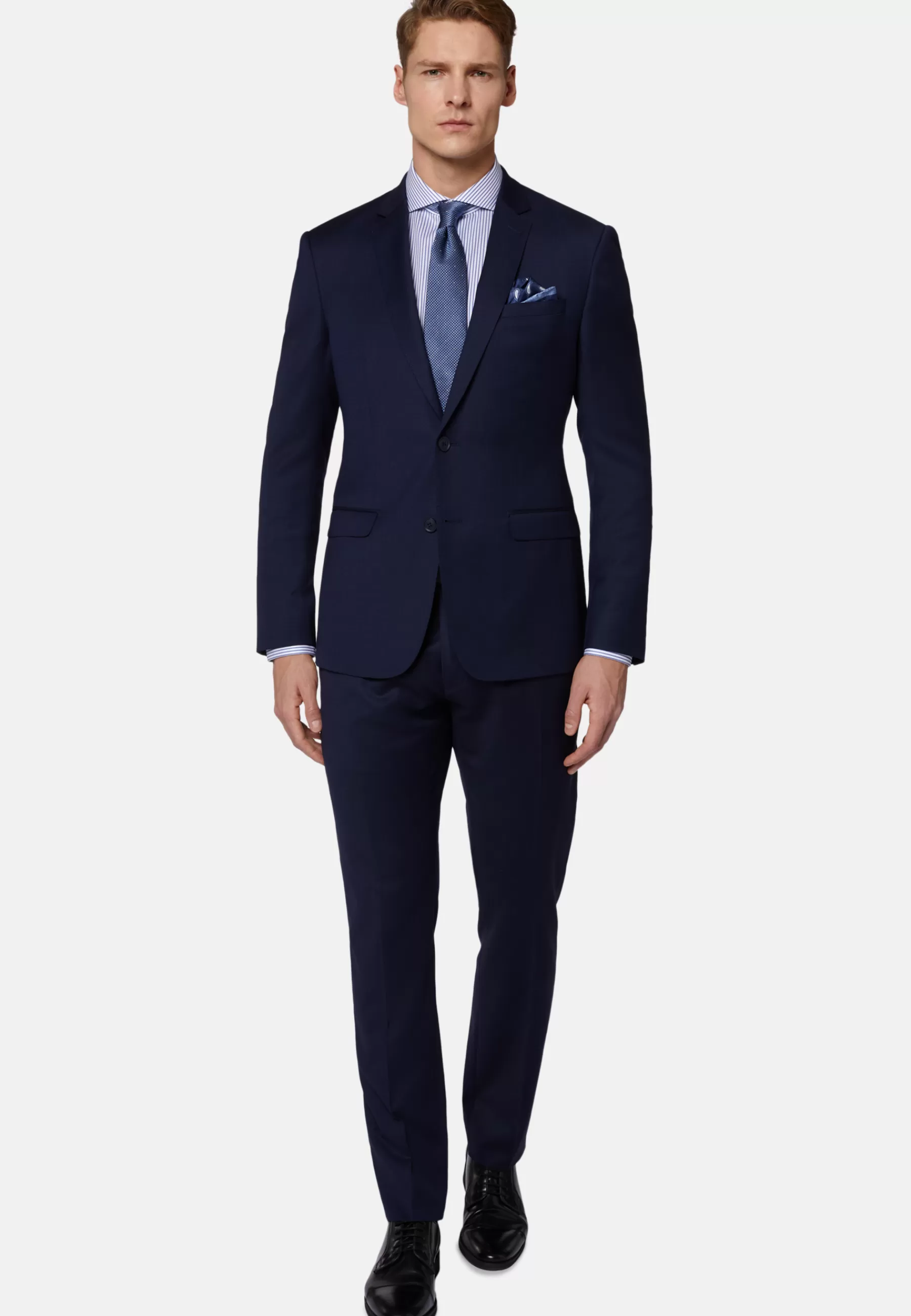 Suits^Boggi Milano Diagonal Suit In Stretch Wool Navy blue