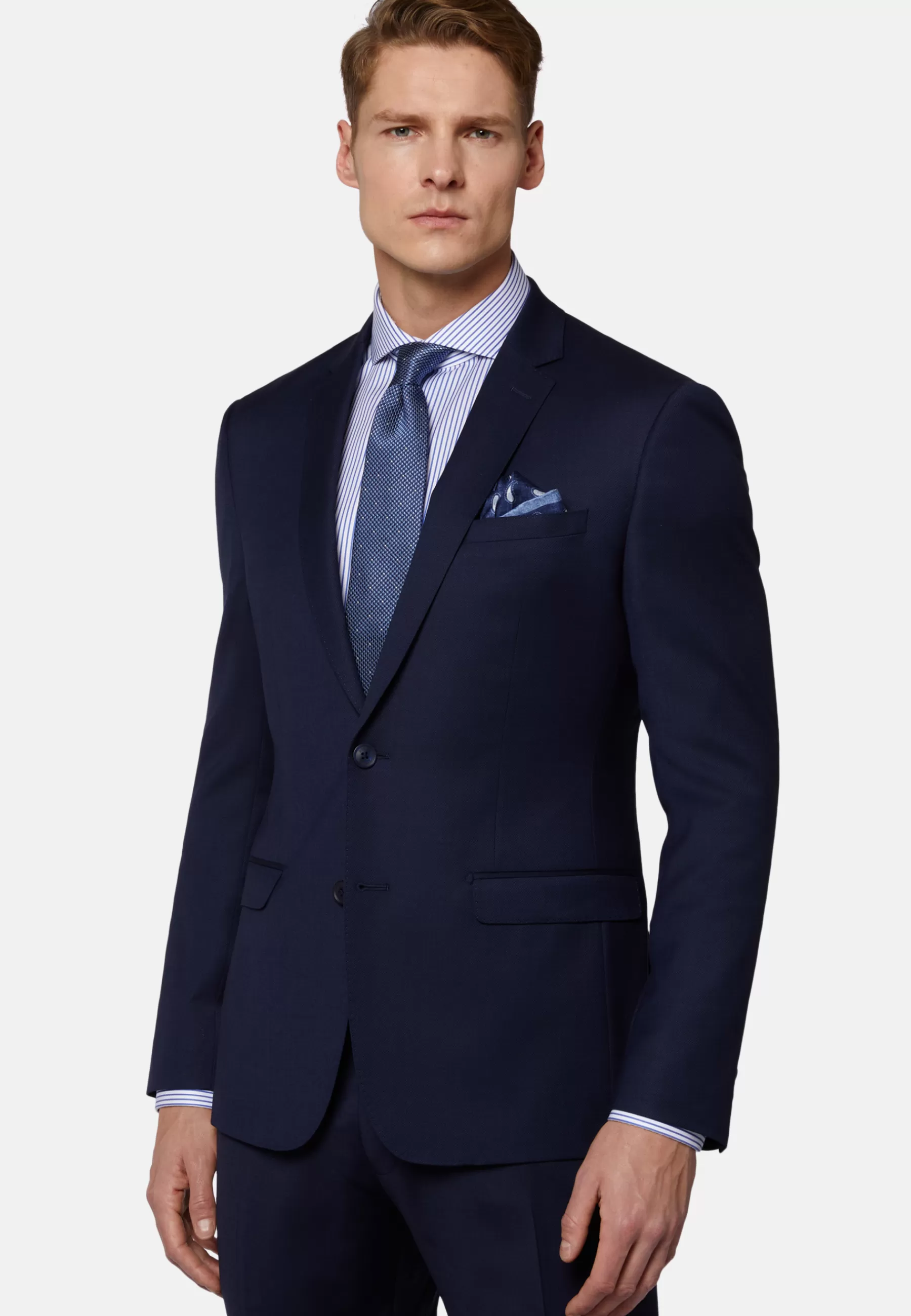 Suits^Boggi Milano Diagonal Suit In Stretch Wool Navy blue