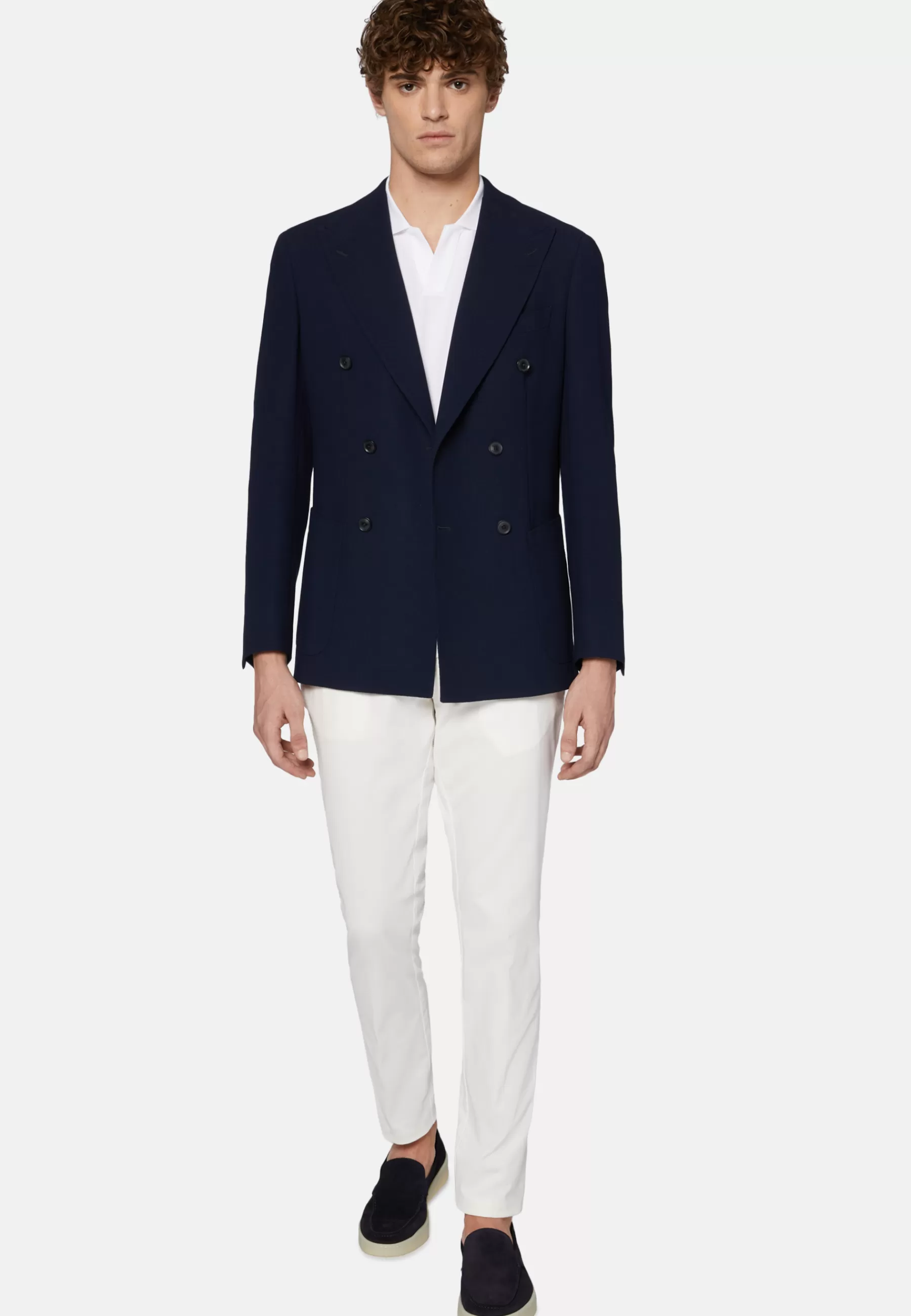 Blazers^Boggi Milano Double-Breasted Jacket In Pure Wool Crepe Navy blue