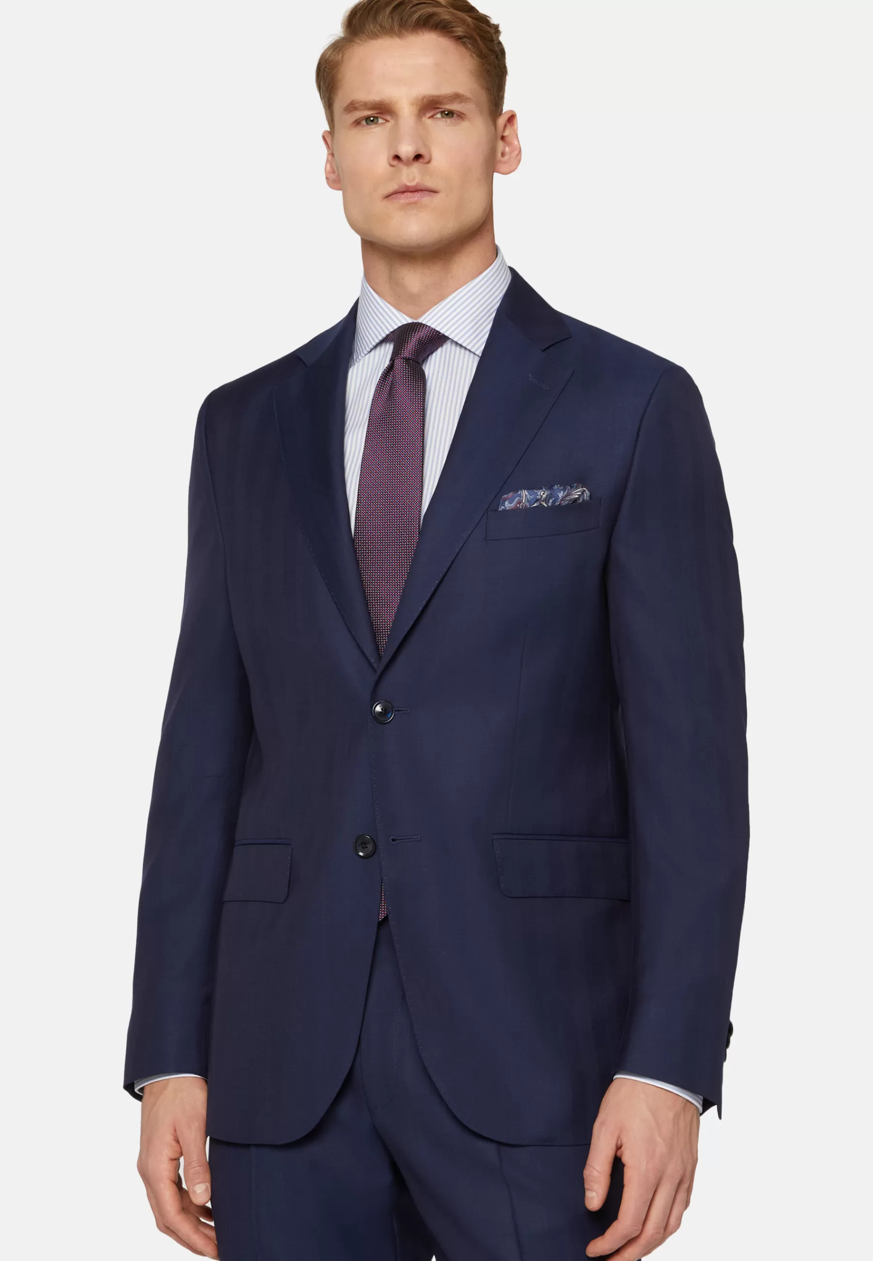 Suits^Boggi Milano Herringbone Suit In Pure Wool Navy blue