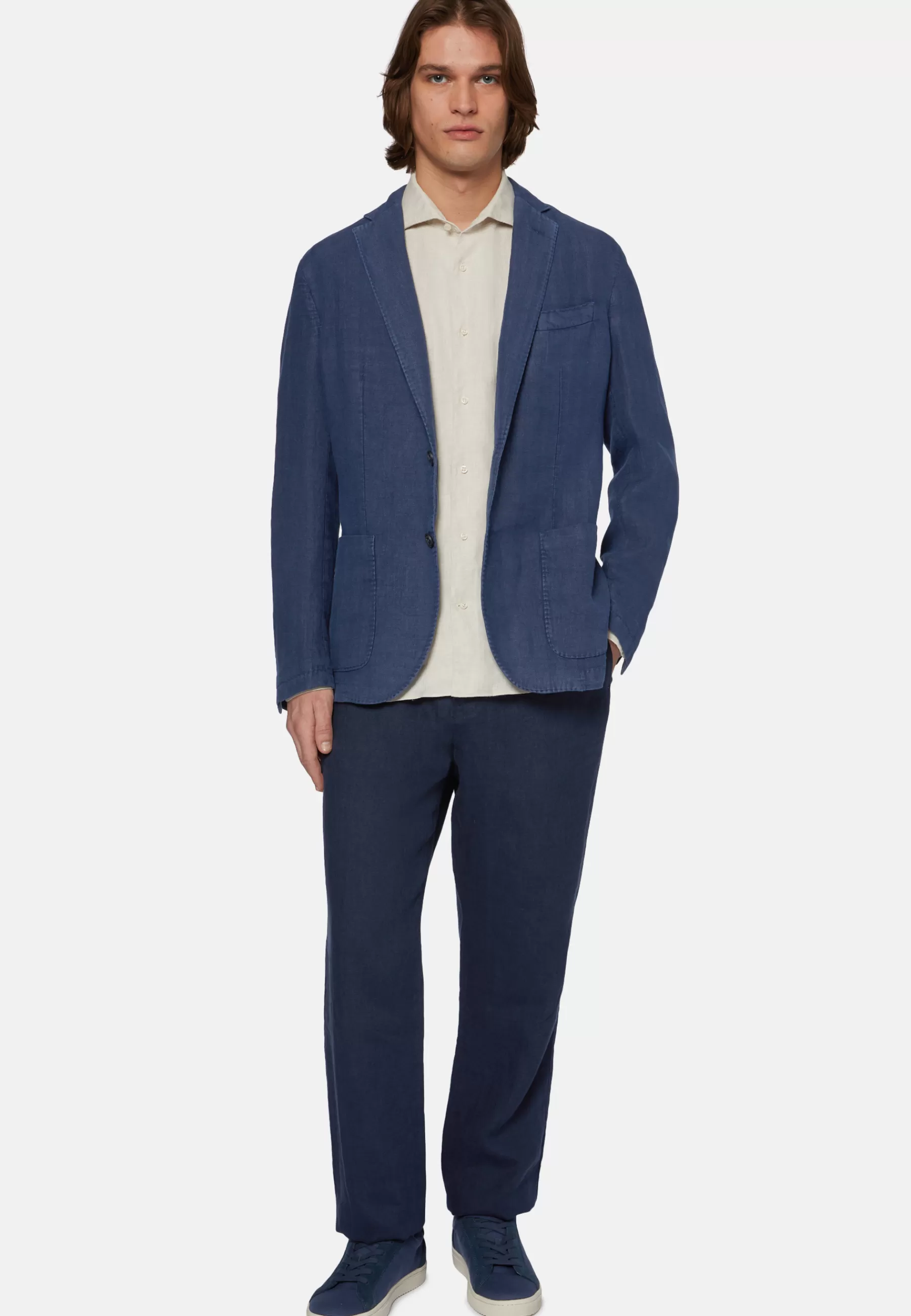 Blazers^Boggi Milano Jacket In Pure Linen Navy blue