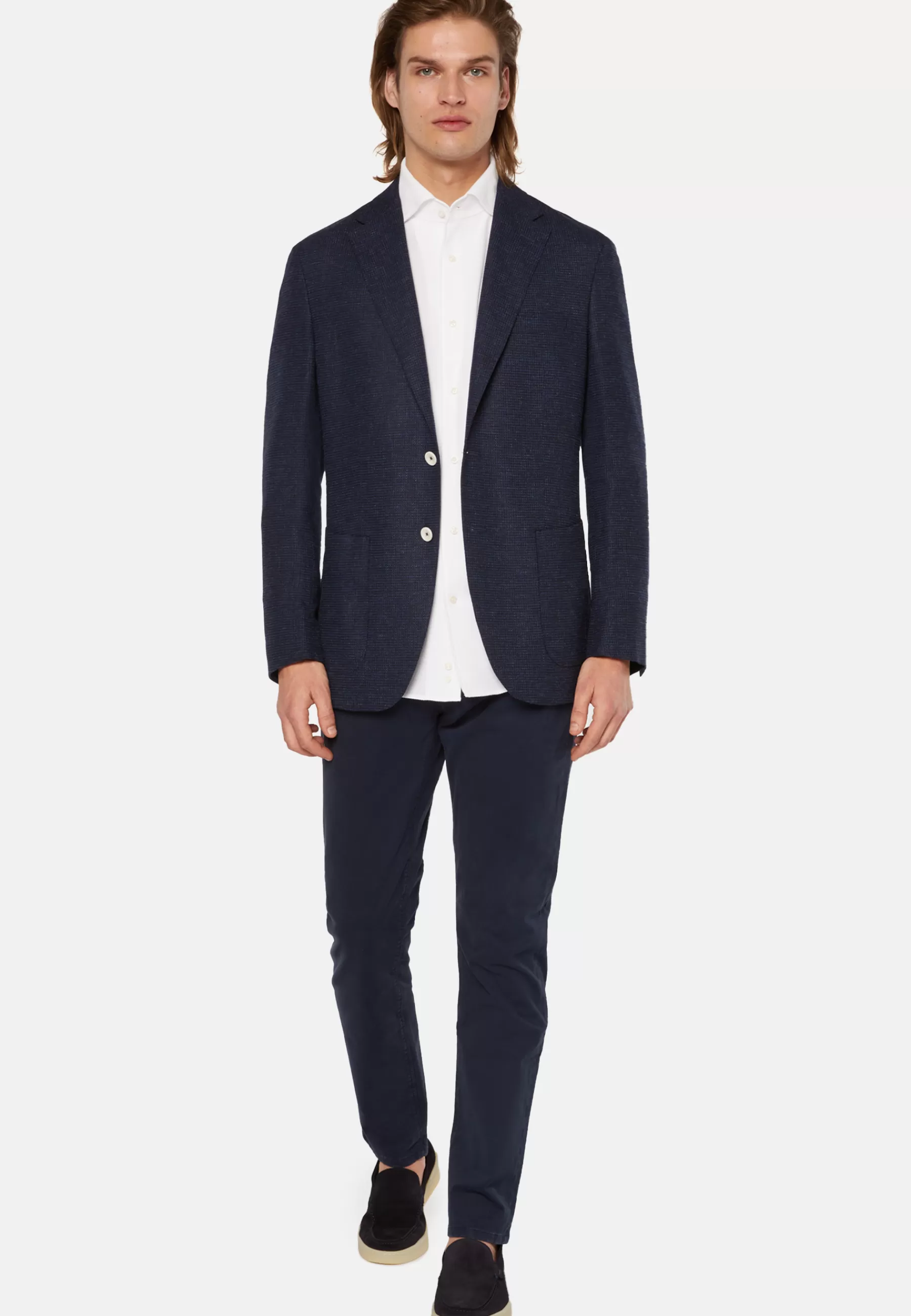 Blazers^Boggi Milano Jacket In Stretch Wool Linen Navy blue