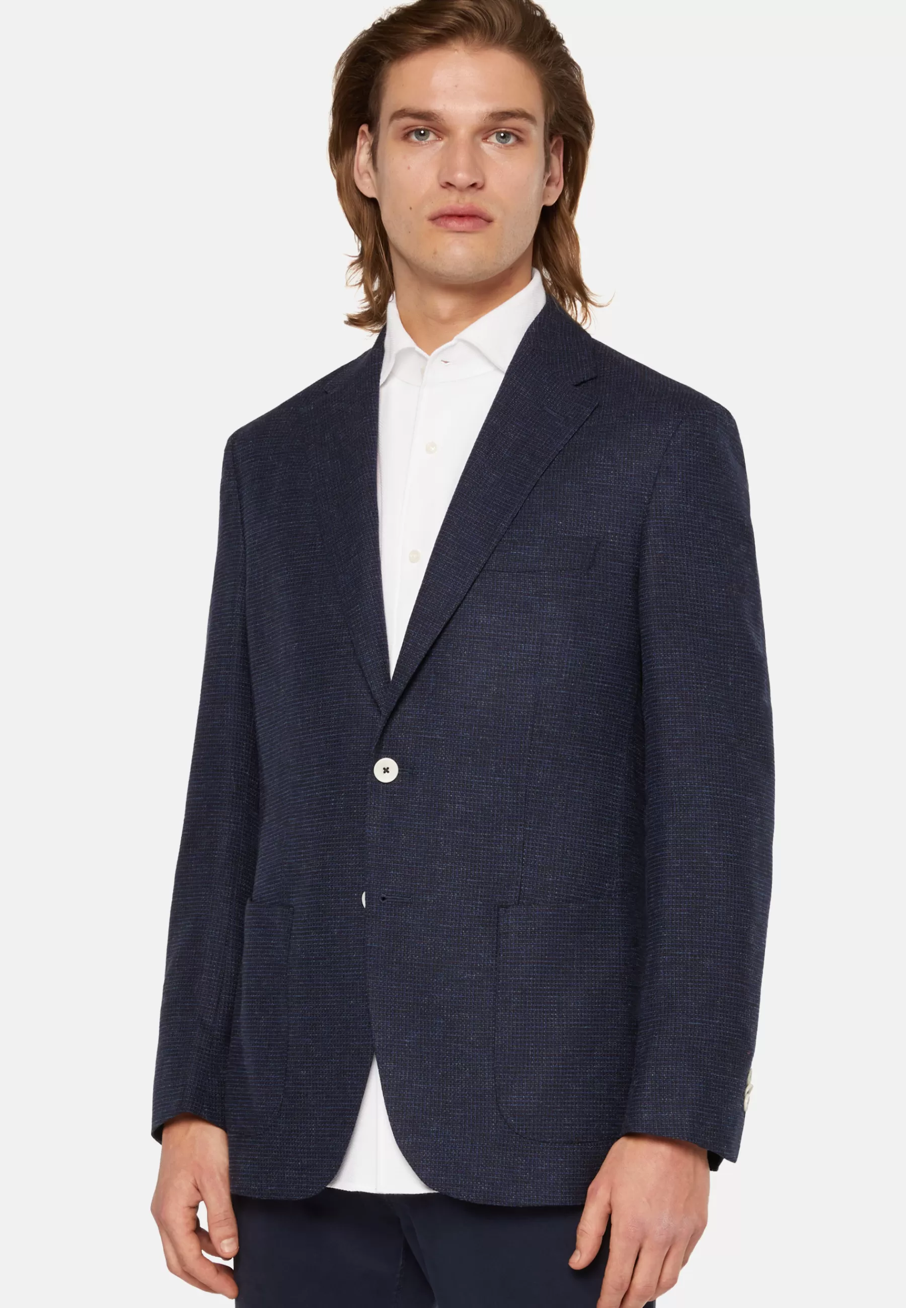 Blazers^Boggi Milano Jacket In Stretch Wool Linen Navy blue