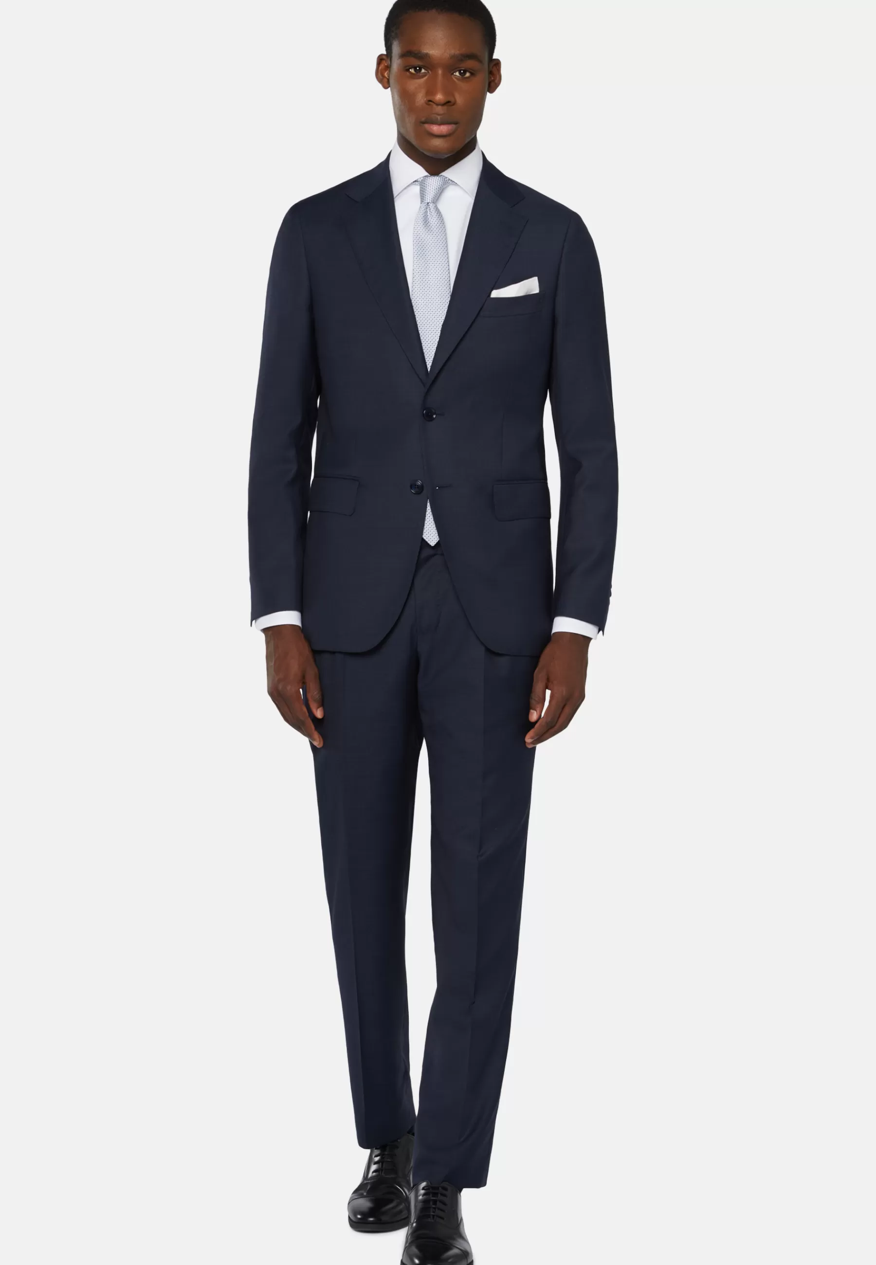 Suits^Boggi Milano Micro Pattern Suit In Pure Wool Navy blue