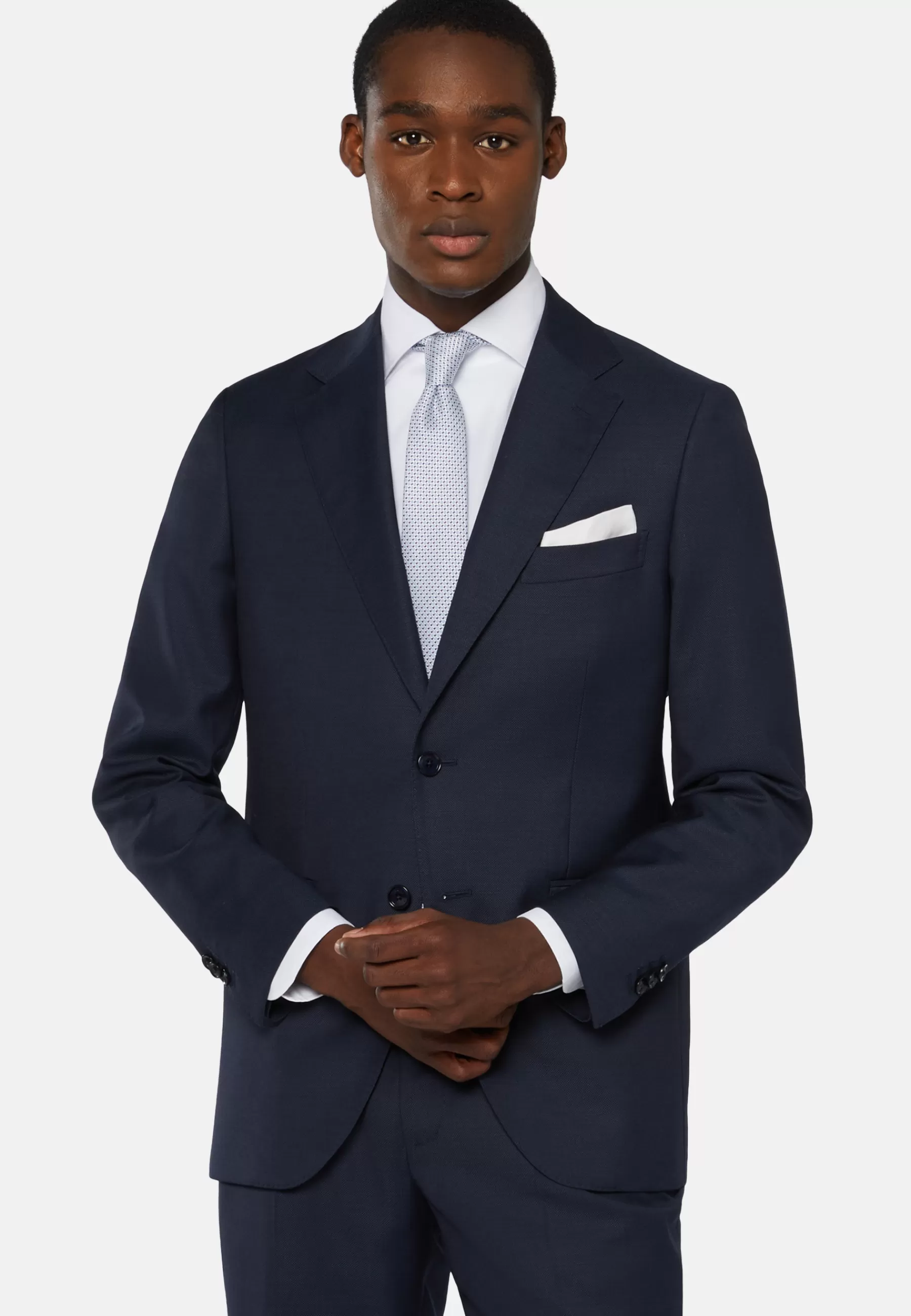 Suits^Boggi Milano Micro Pattern Suit In Pure Wool Navy blue