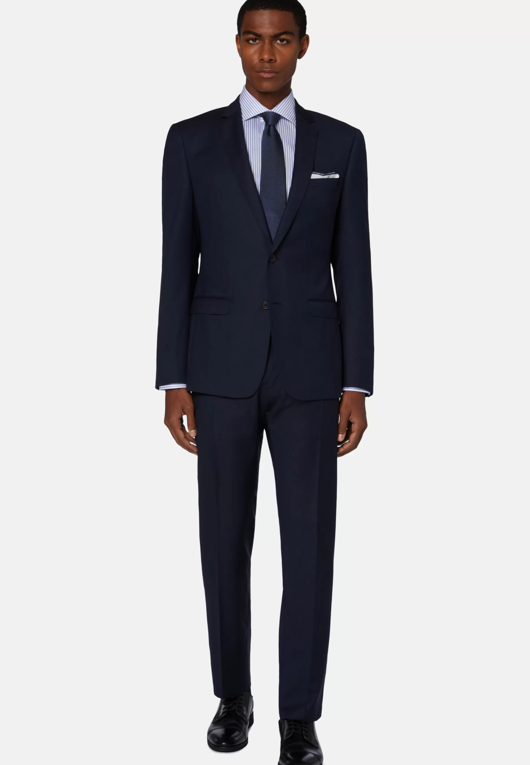 Suits^Boggi Milano Micro Pattern Suit in Stretch Wool Navy blue