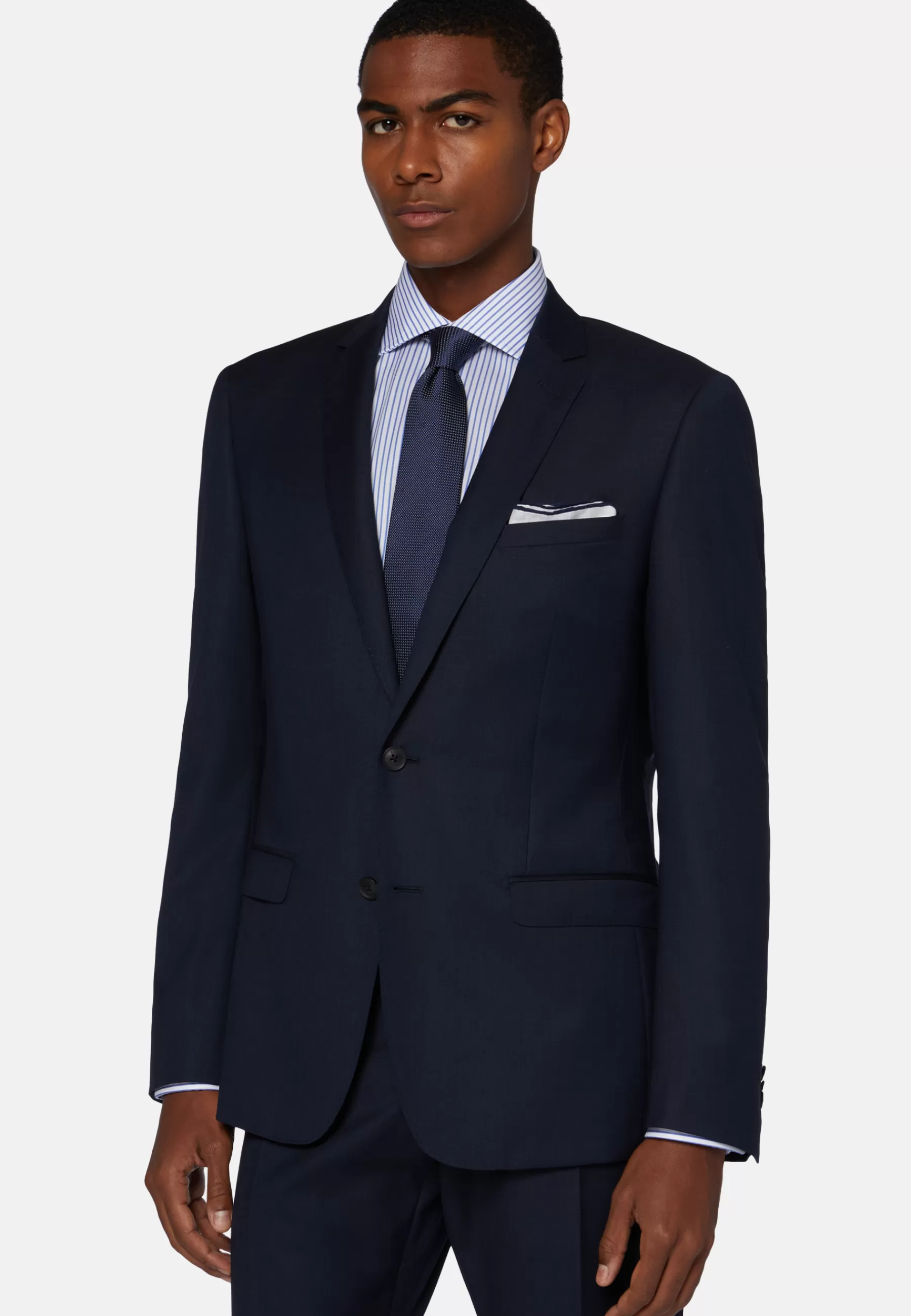 Suits^Boggi Milano Micro Pattern Suit in Stretch Wool Navy blue