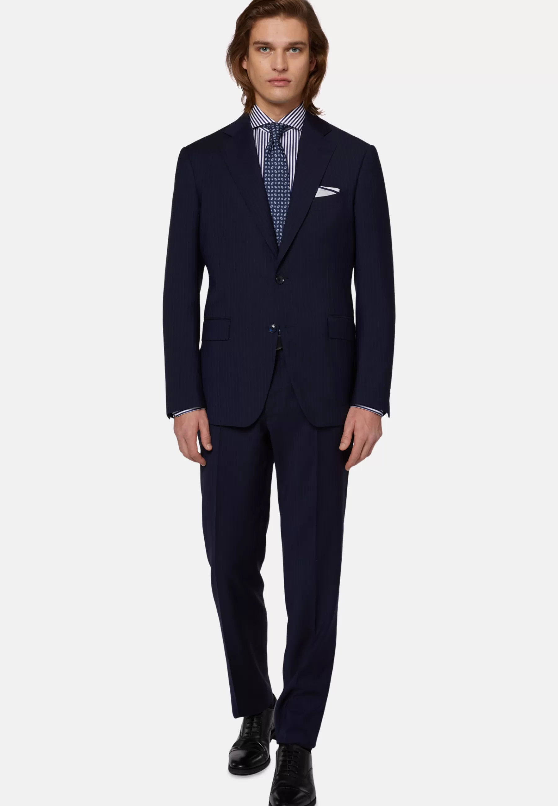 Suits^Boggi Milano Pinstripe Suit In Pure Wool Navy blue