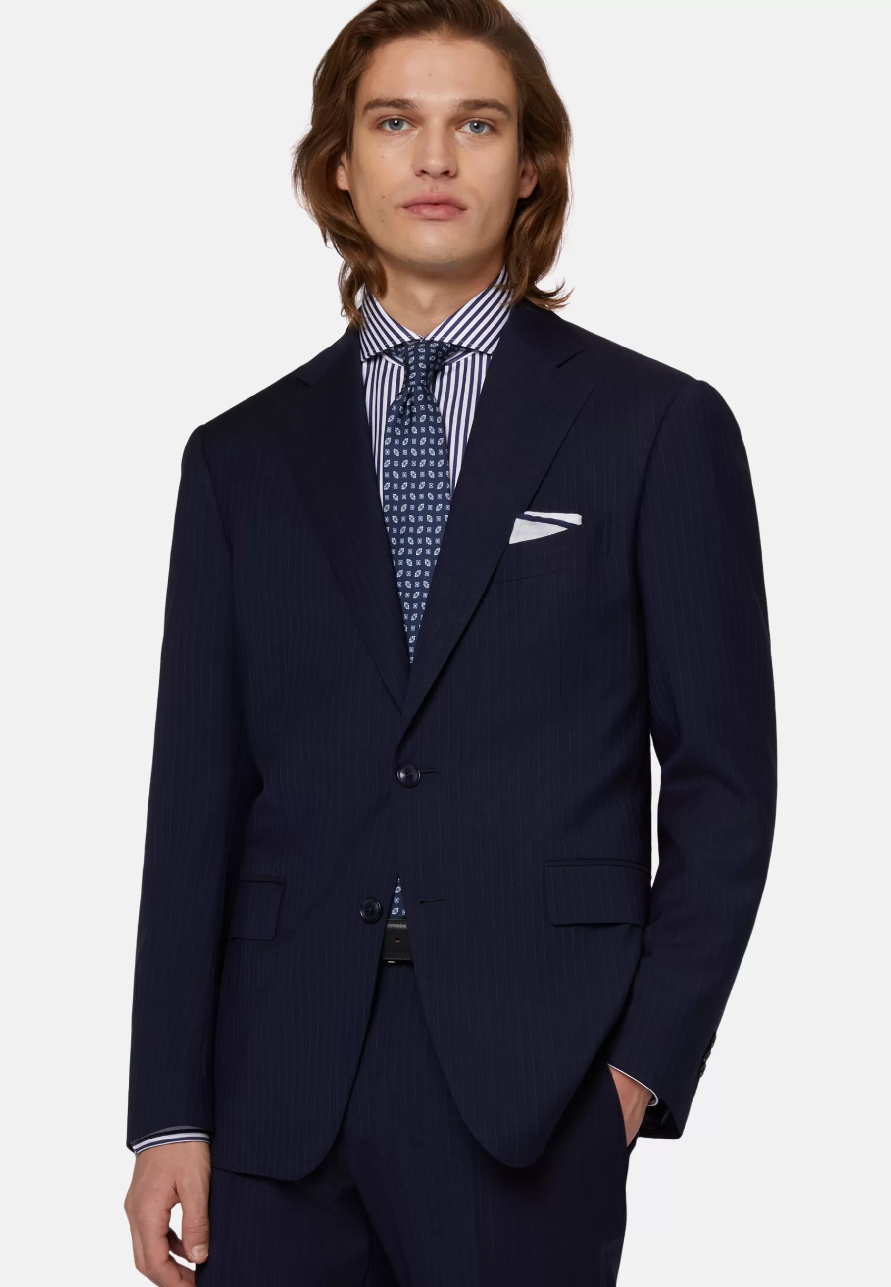 Suits^Boggi Milano Pinstripe Suit In Pure Wool Navy blue