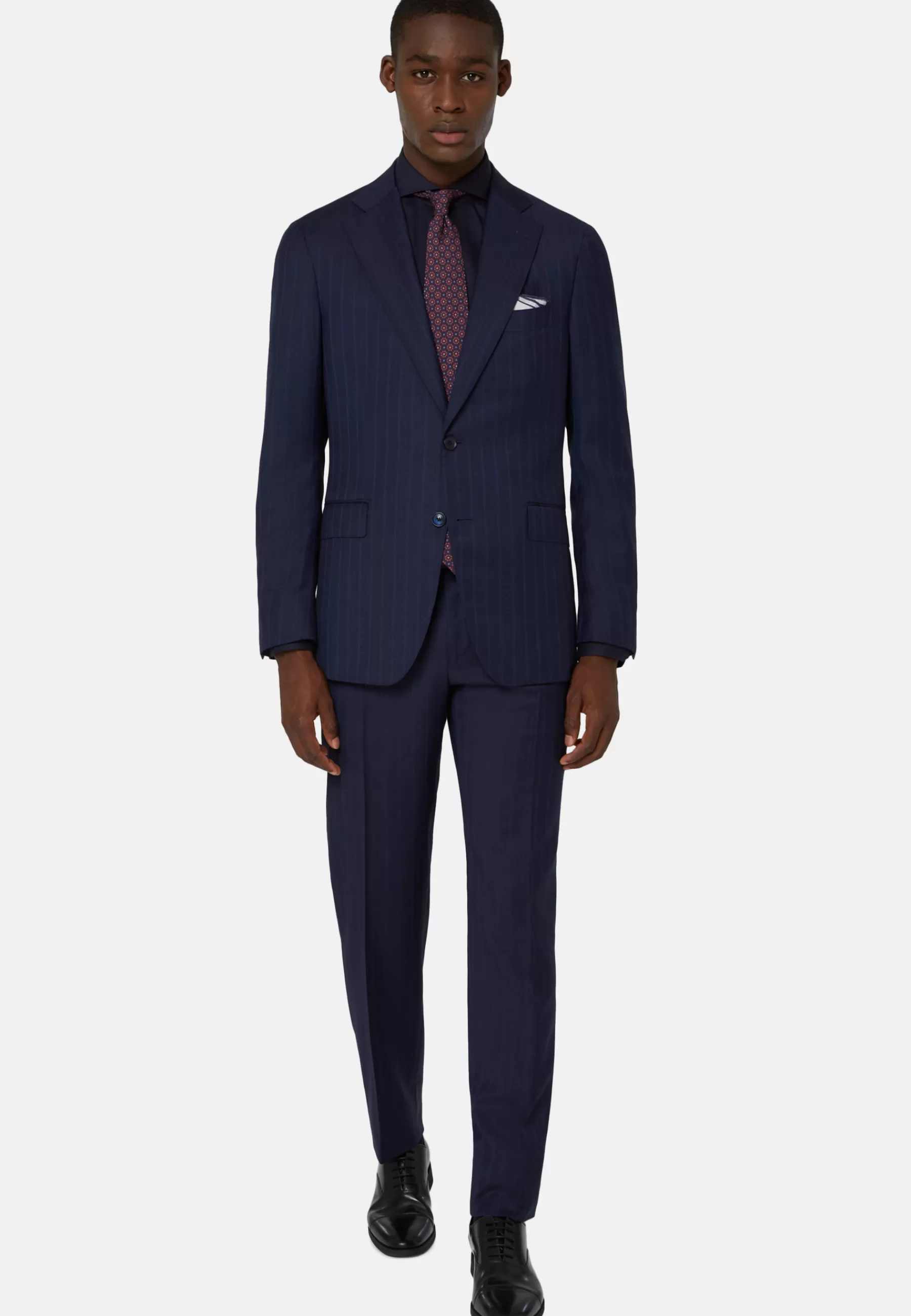 Suits^Boggi Milano Pinstripe Suit in Super 130 Wool Navy blue