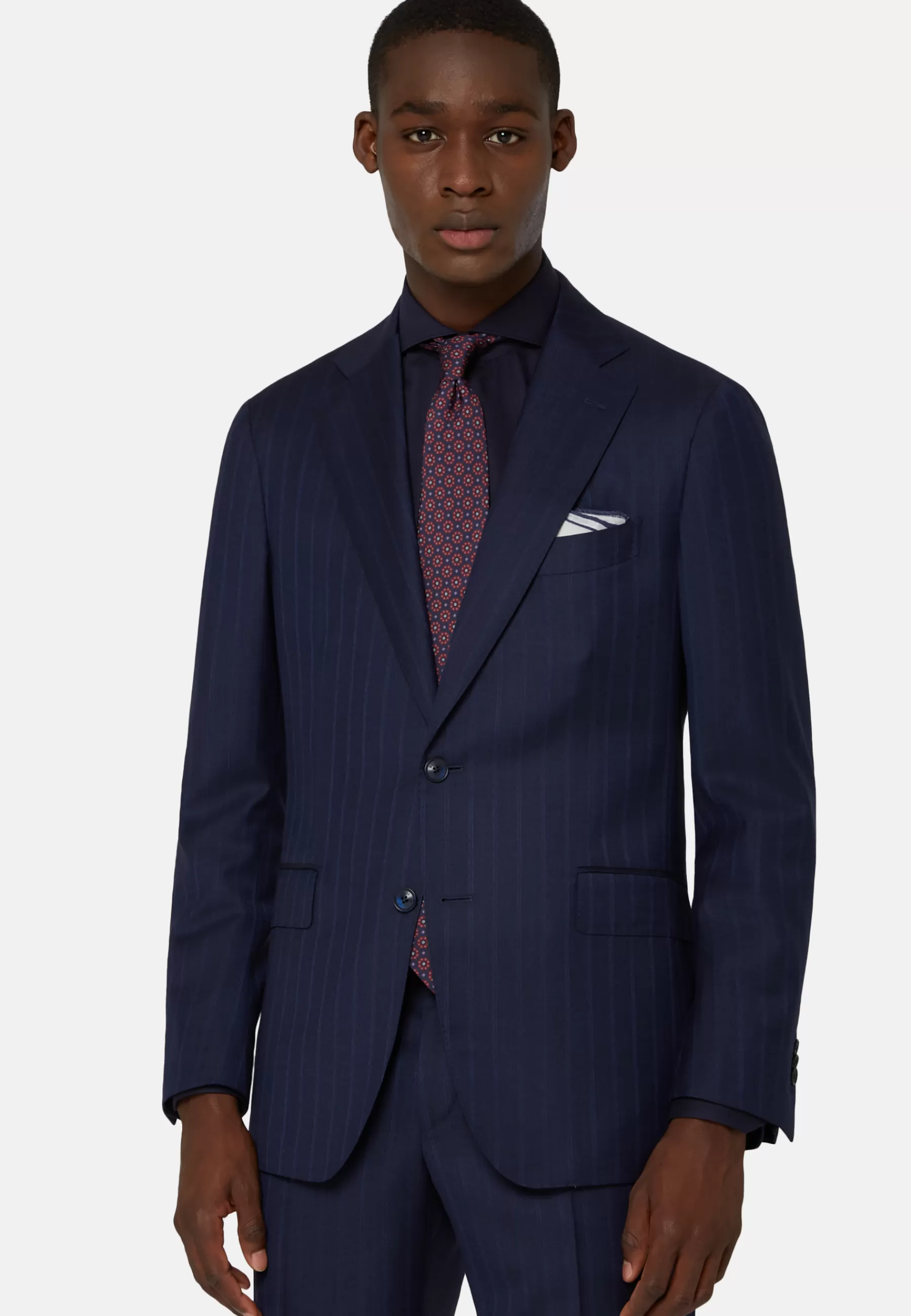 Suits^Boggi Milano Pinstripe Suit in Super 130 Wool Navy blue