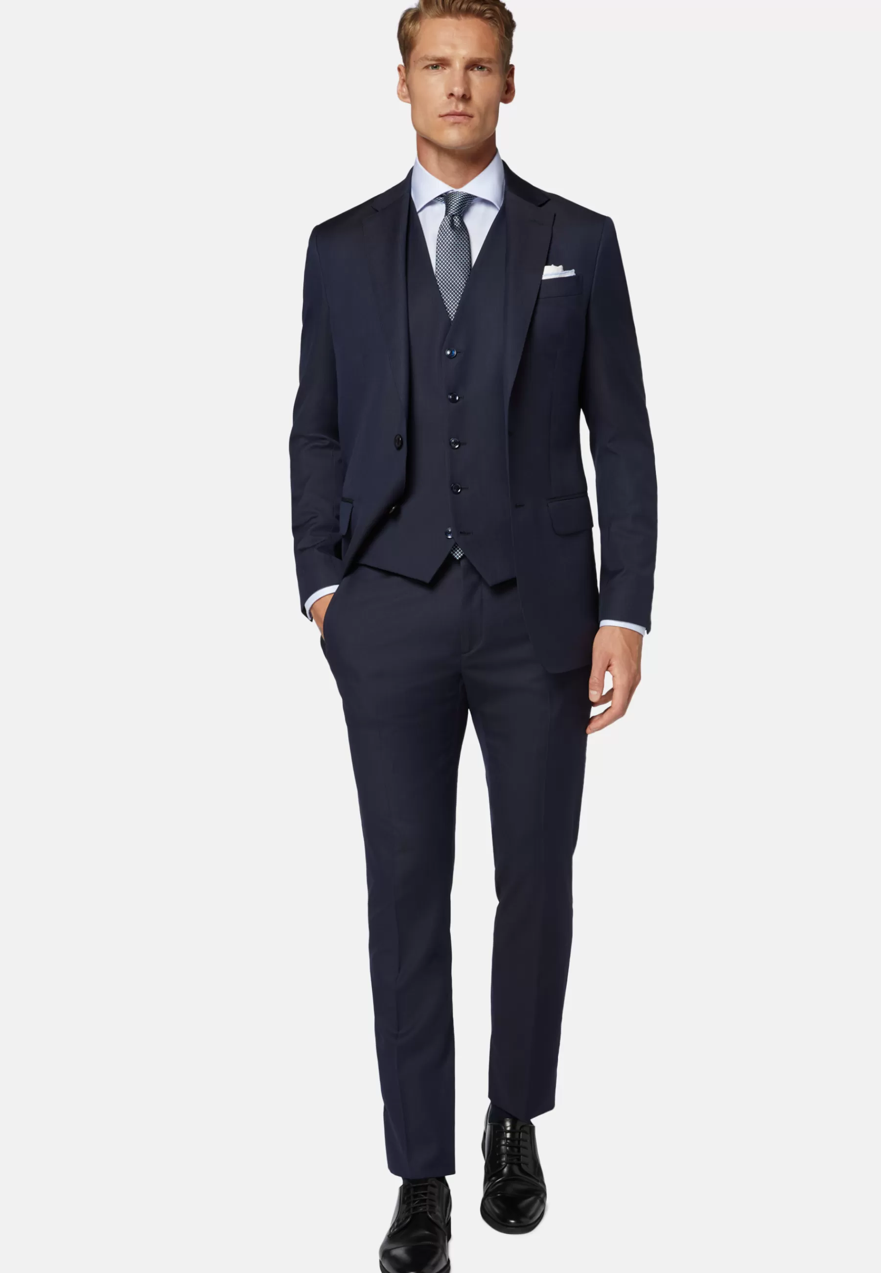 Suits^Boggi Milano Pinstripe Wool Suit Navy blue