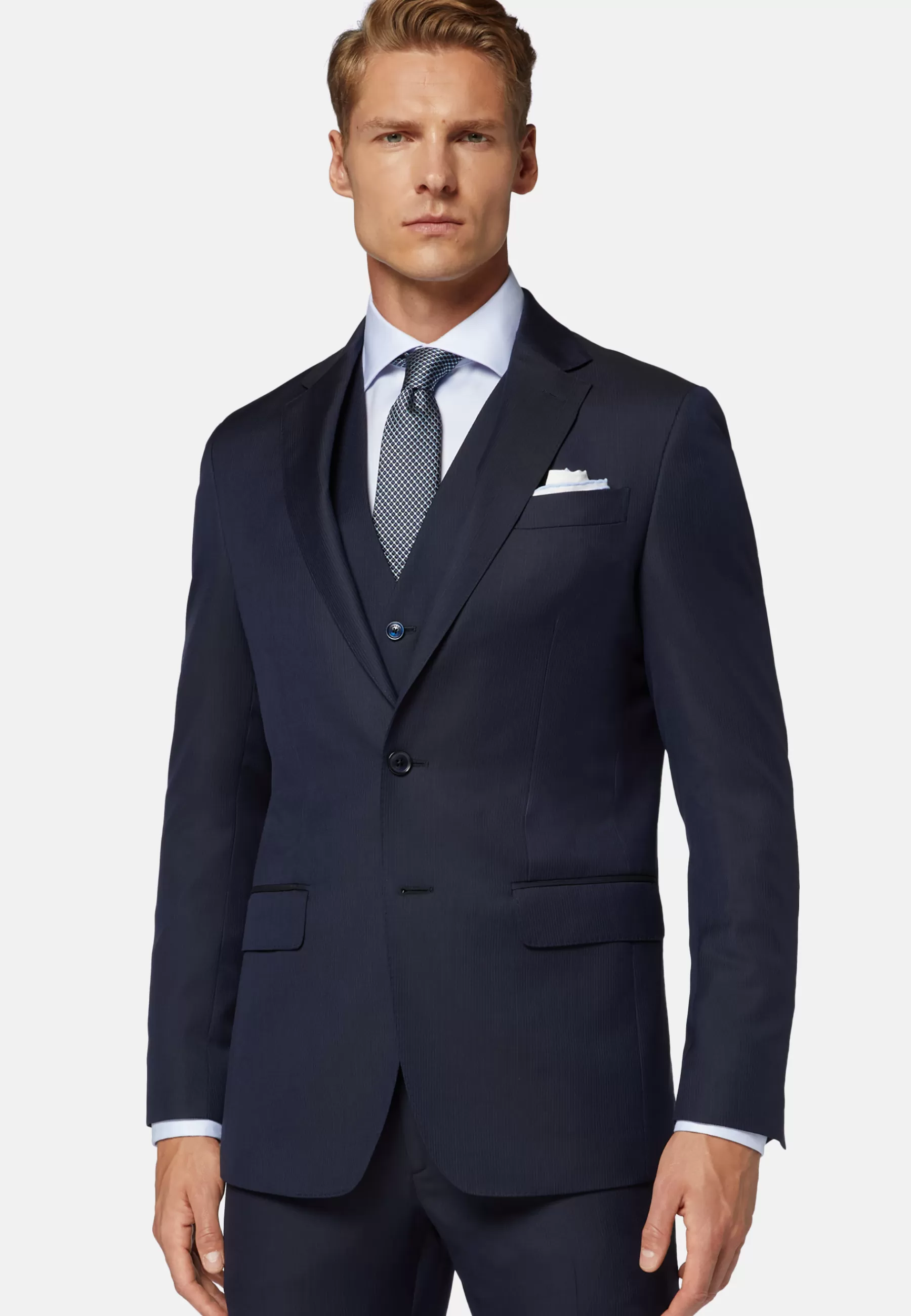 Suits^Boggi Milano Pinstripe Wool Suit Navy blue