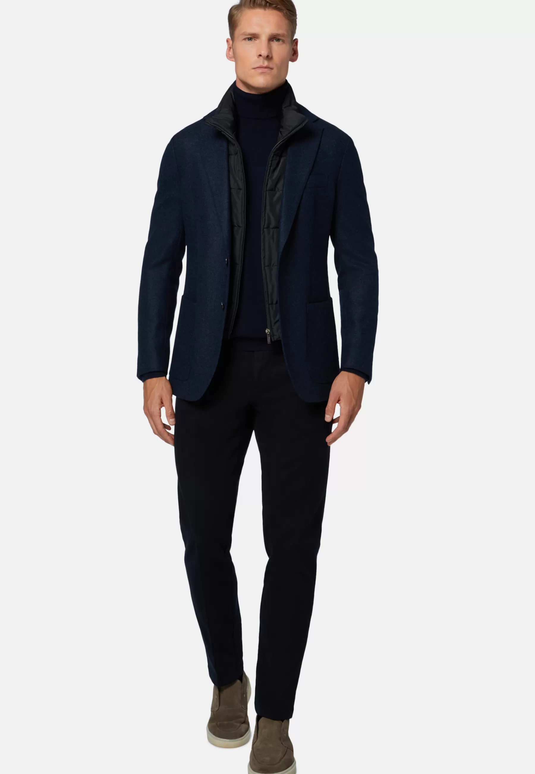 Blazers^Boggi Milano Wool Jacket With Detachable Bib Navy blue