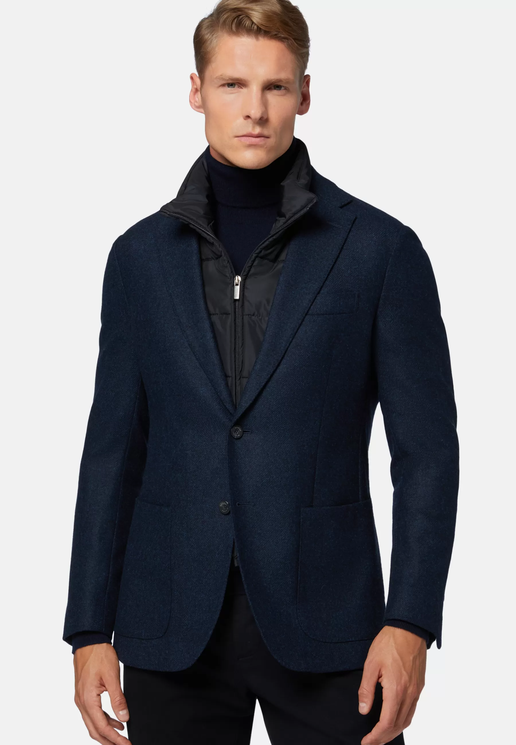 Blazers^Boggi Milano Wool Jacket With Detachable Bib Navy blue