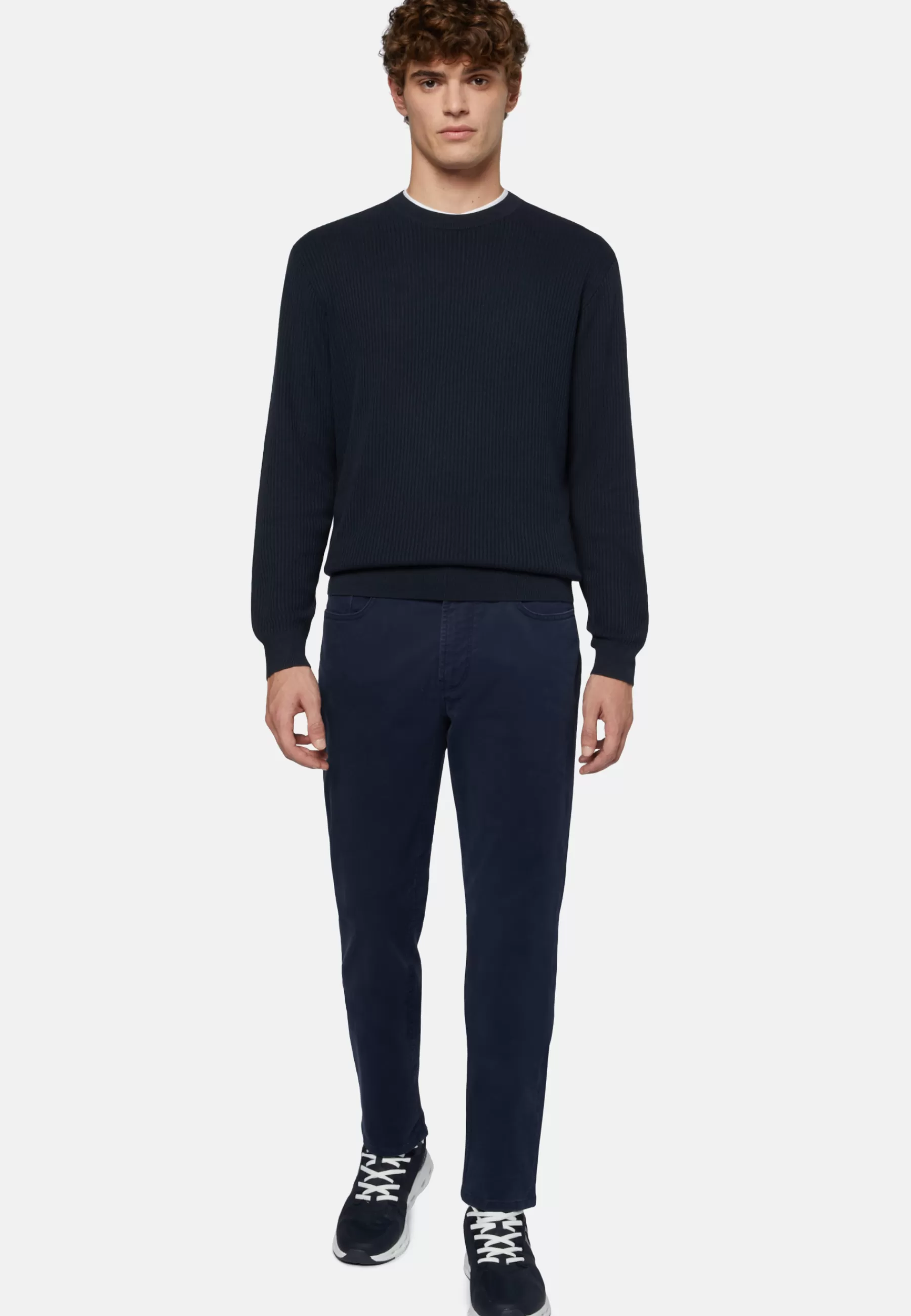 Knitwear^Boggi Milano Navy Crew Neck Jumper In Cotton Navy blue