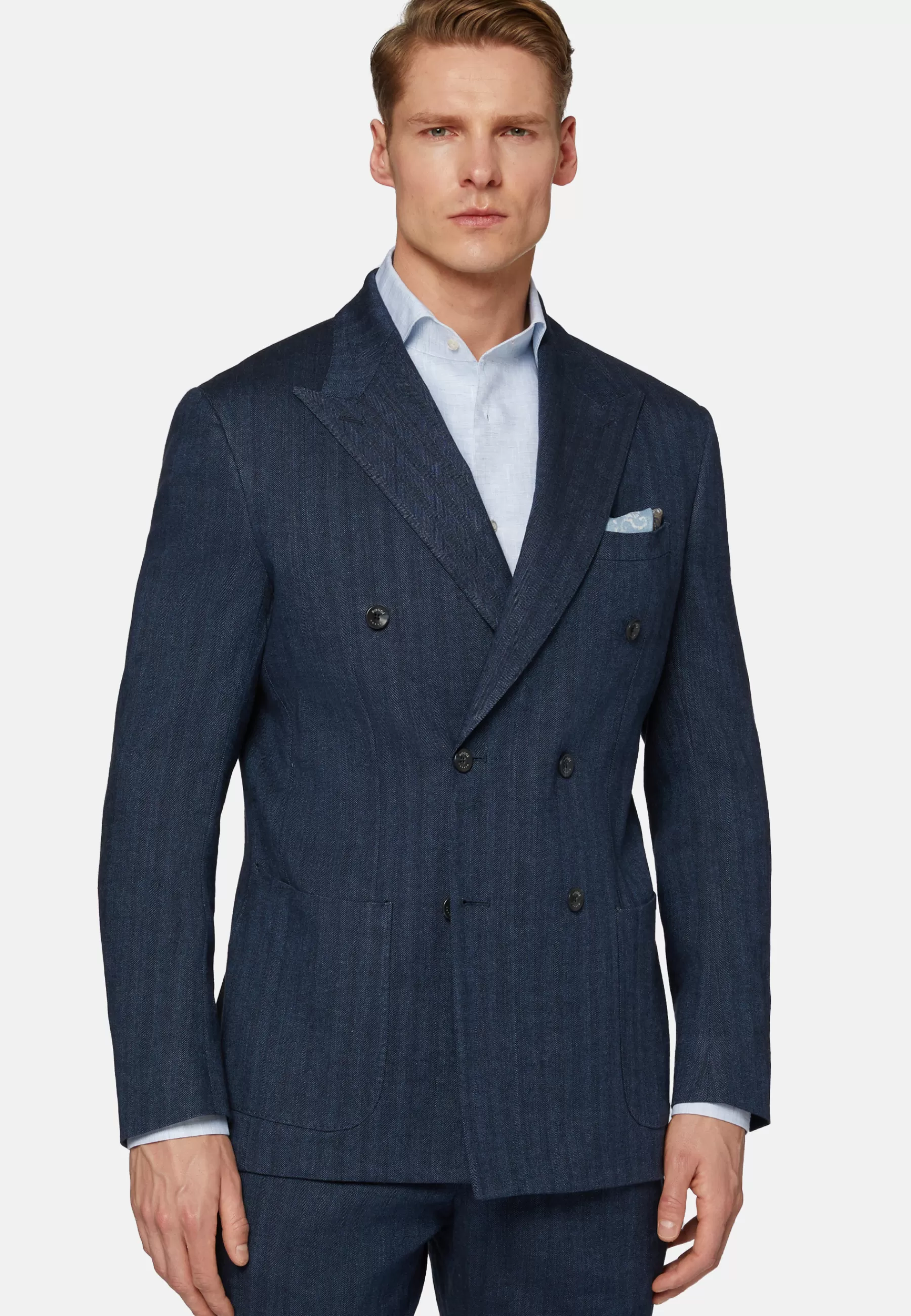 Suits^Boggi Milano Navy Double-Breasted Suit In Cotton Linen Navy blue