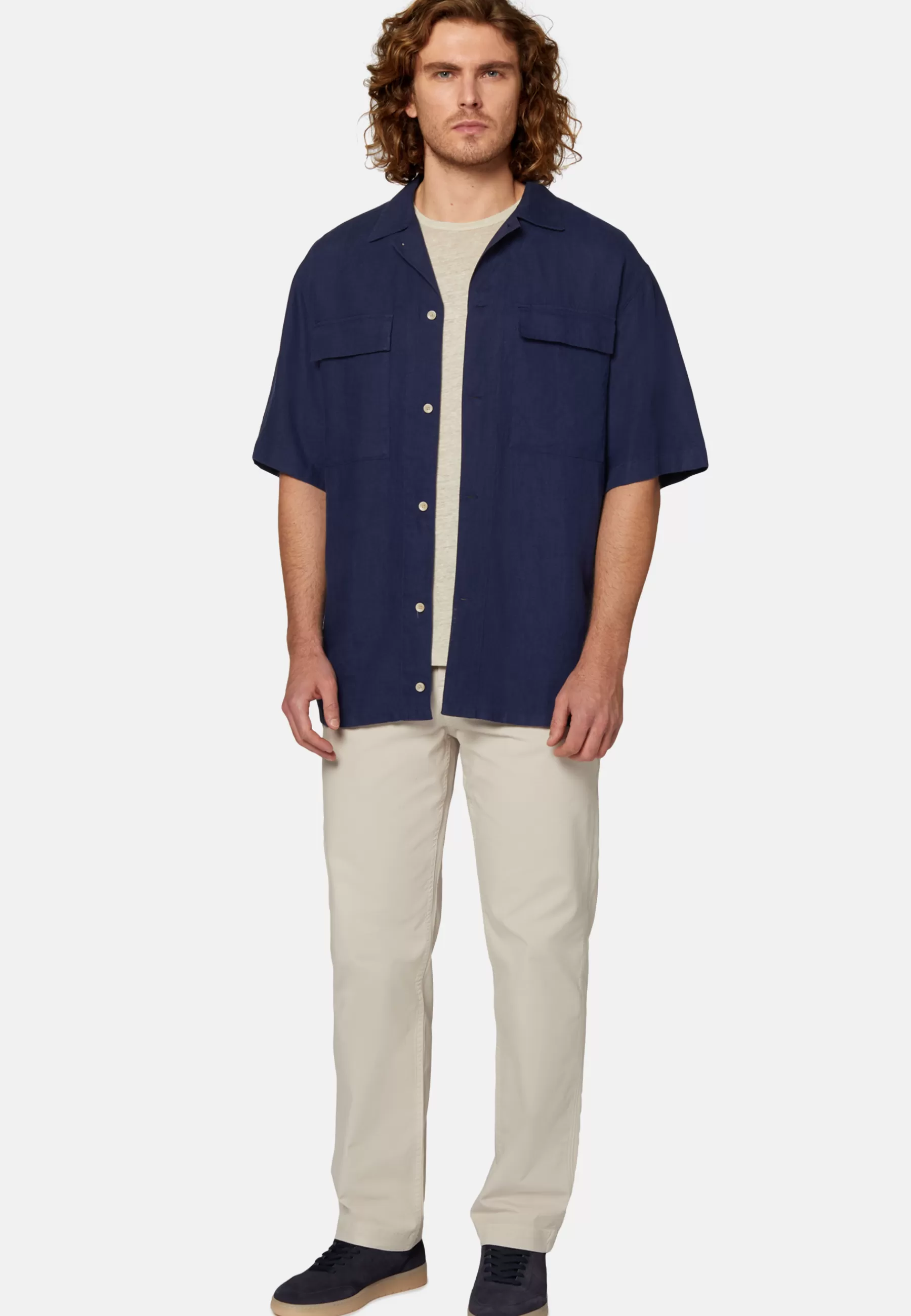 Overshirts | Casual Shirts^Boggi Milano Navy Linen Camp Overshirt Blue