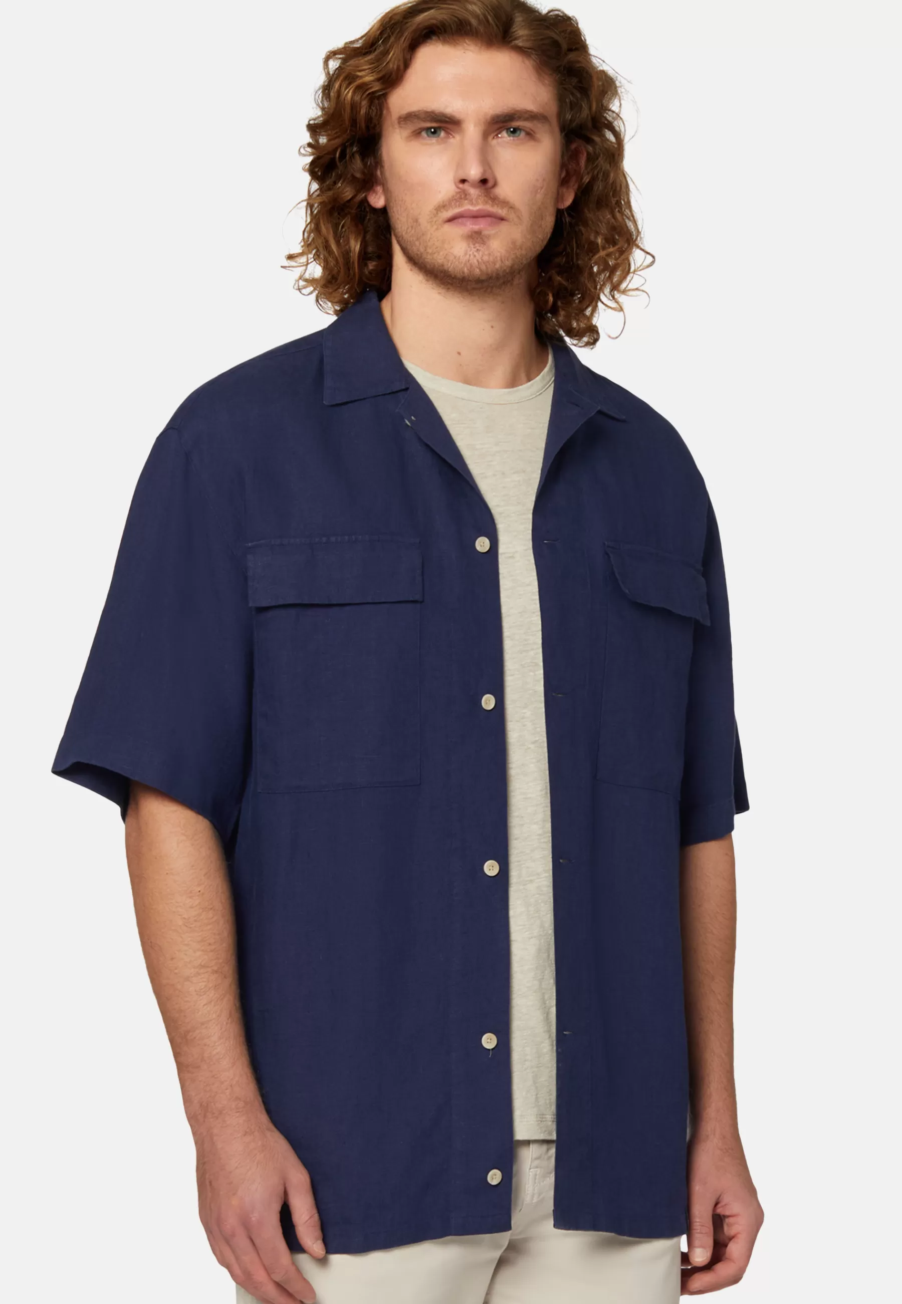 Overshirts | Casual Shirts^Boggi Milano Navy Linen Camp Overshirt Blue