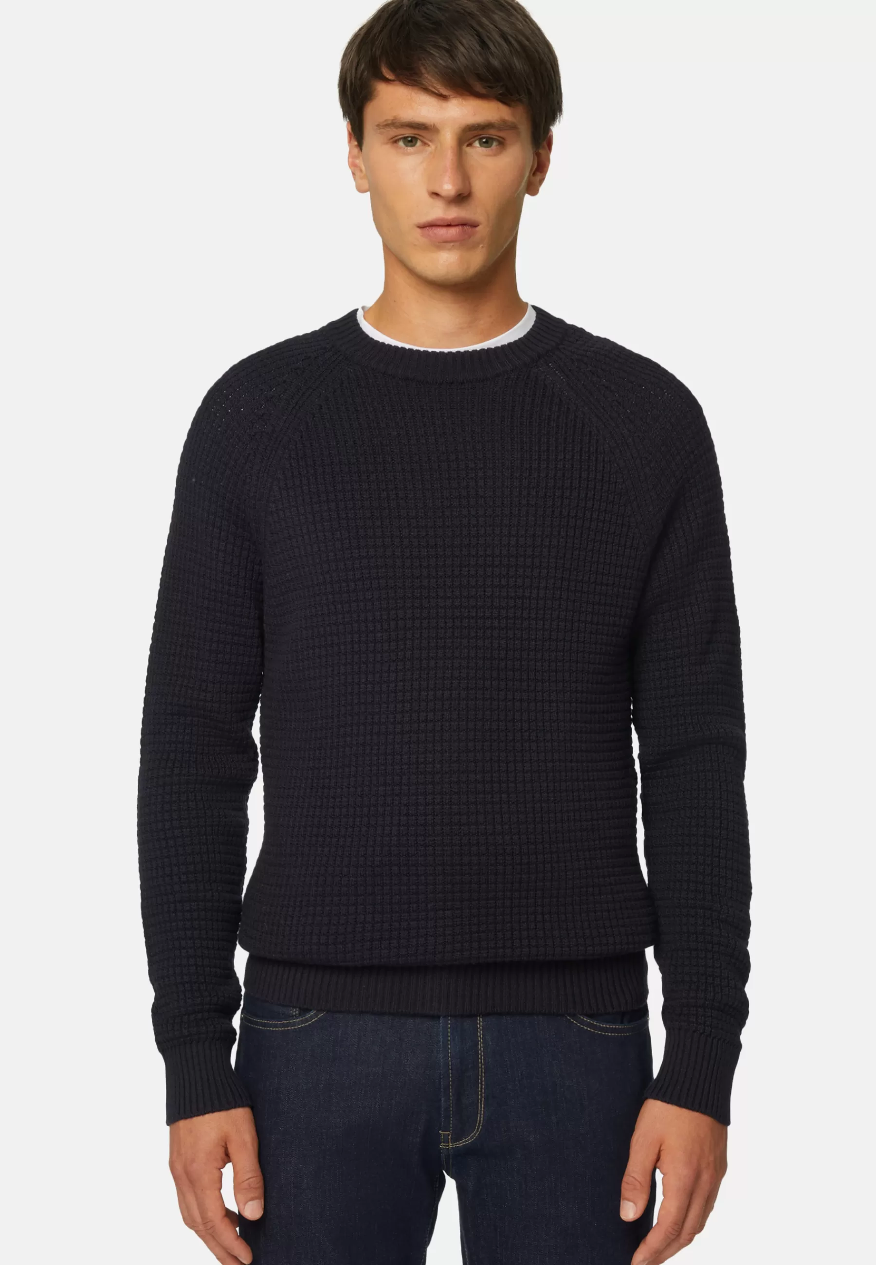 Knitwear^Boggi Milano Navy Merino Wool Crewneck Jumper Navy blue