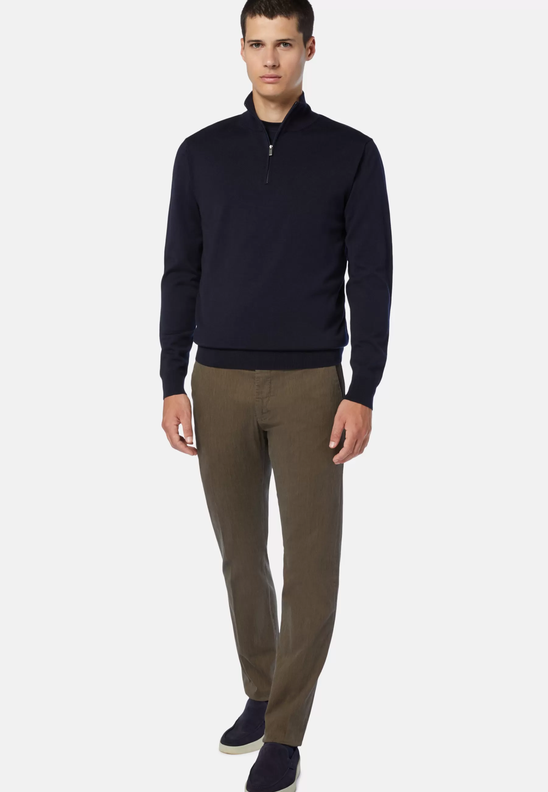 Knitwear^Boggi Milano Navy Merino Wool Half-Zip Jumper Navy blue