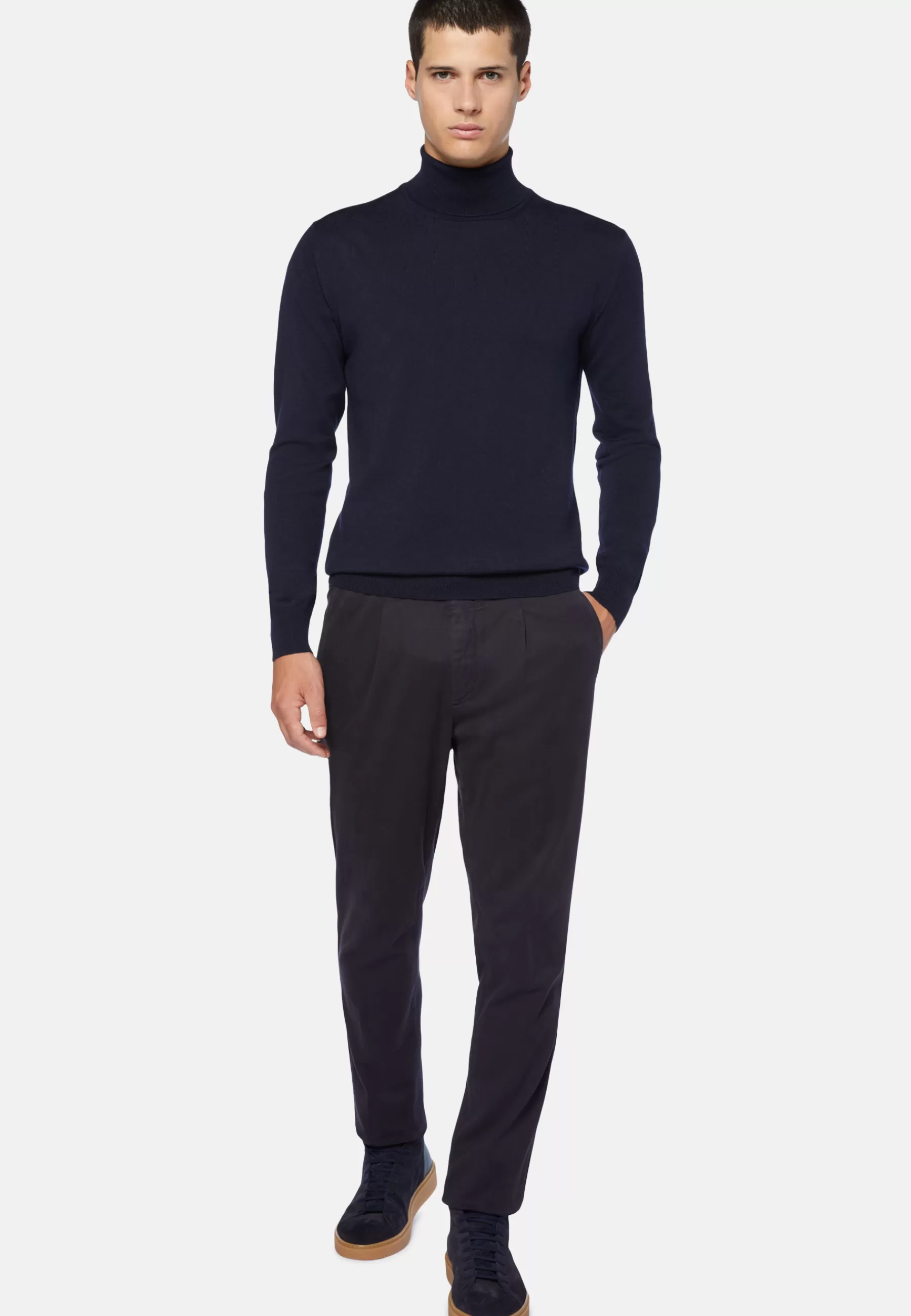 Knitwear^Boggi Milano Navy Merino Wool Polo Neck Jumper Navy blue