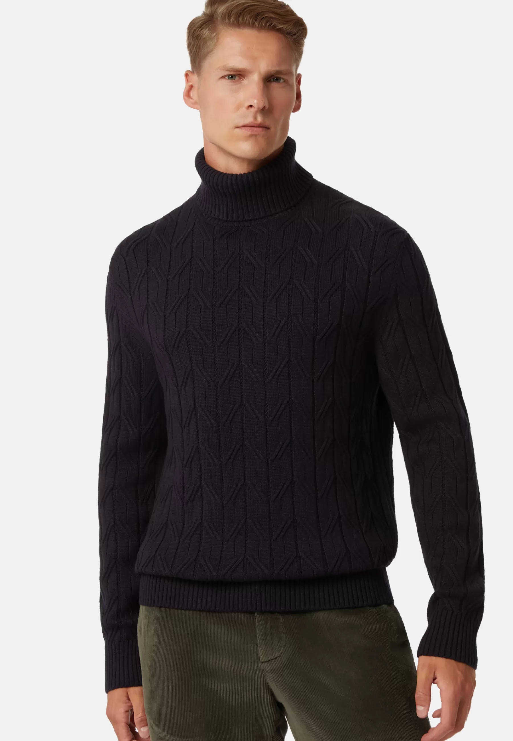 Knitwear^Boggi Milano Navy Merino Wool Polo Neck Pullover Navy blue