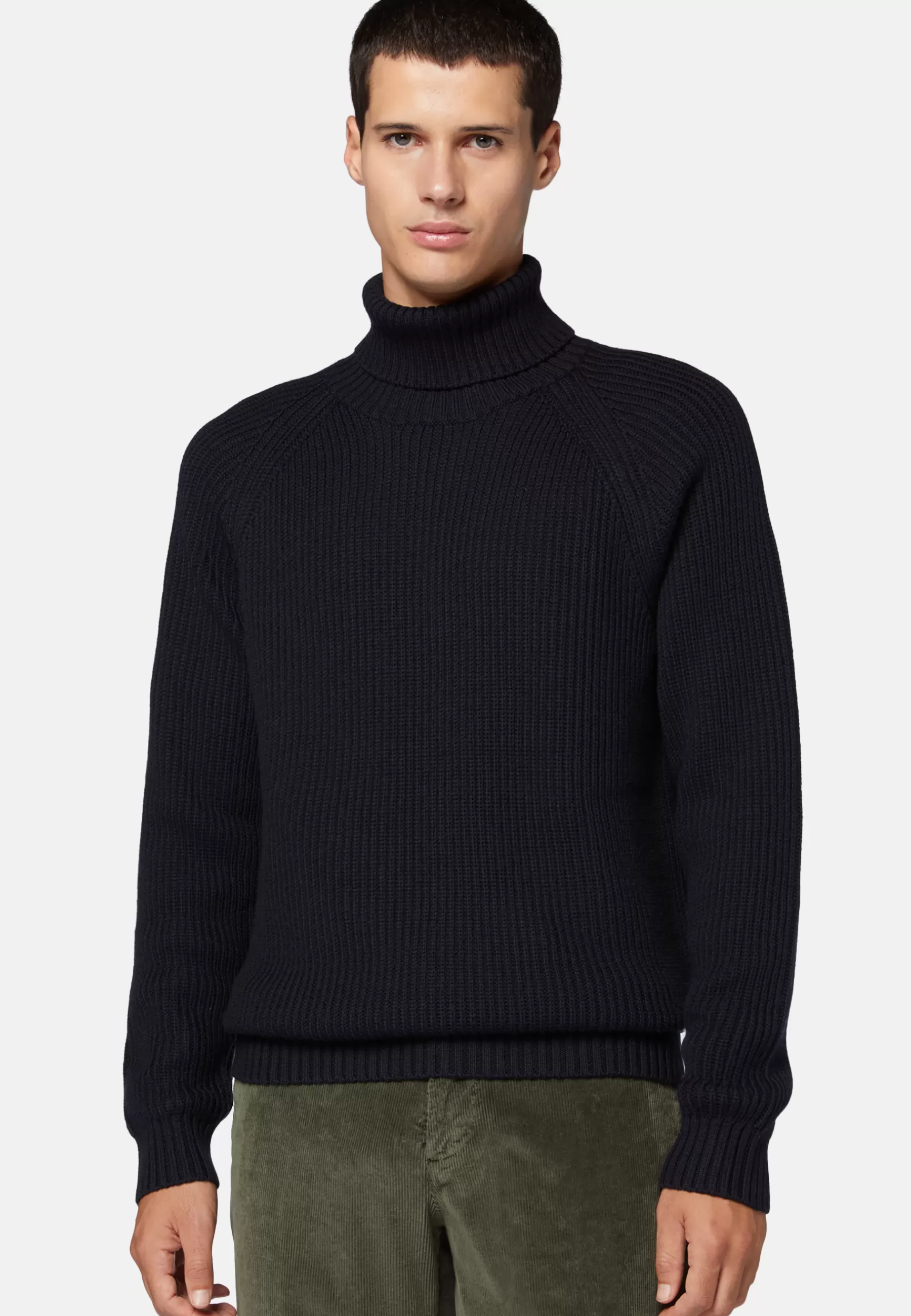 Knitwear^Boggi Milano Navy Merino Wool Polo Neck Pullover Navy blue