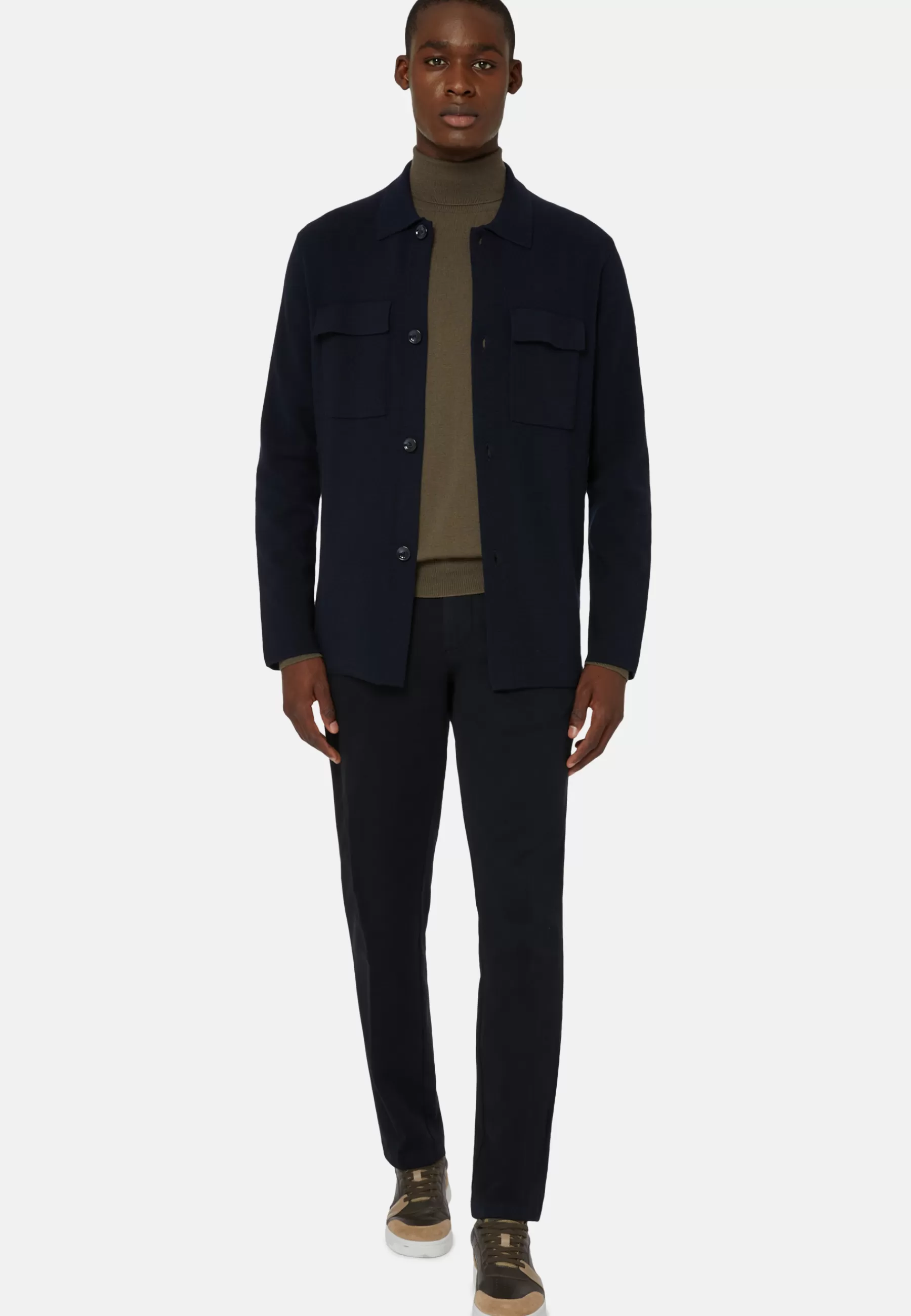 Blazers | Knitwear^Boggi Milano Over Shirt in Merino Wool NAVY