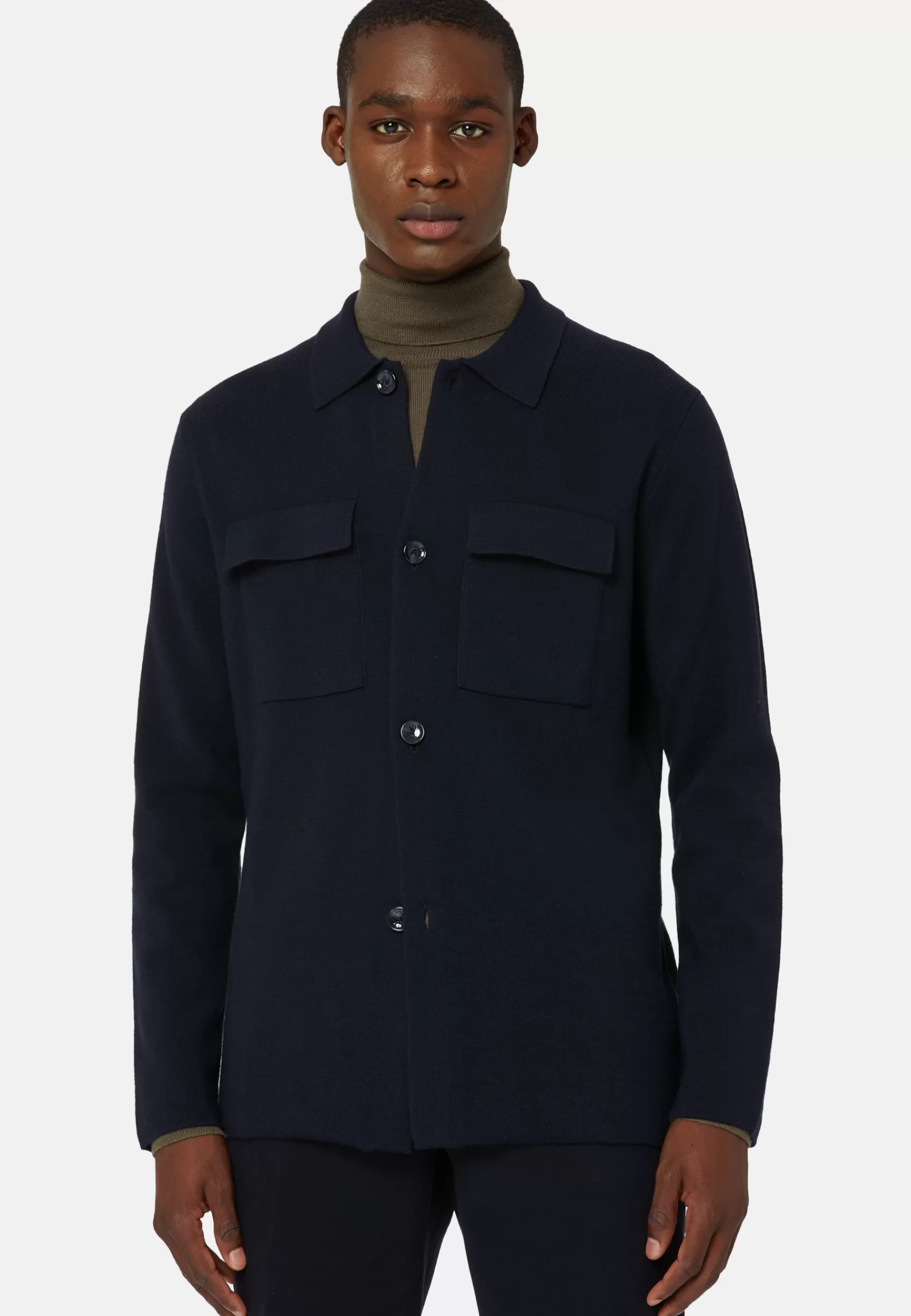 Blazers | Knitwear^Boggi Milano Over Shirt in Merino Wool NAVY