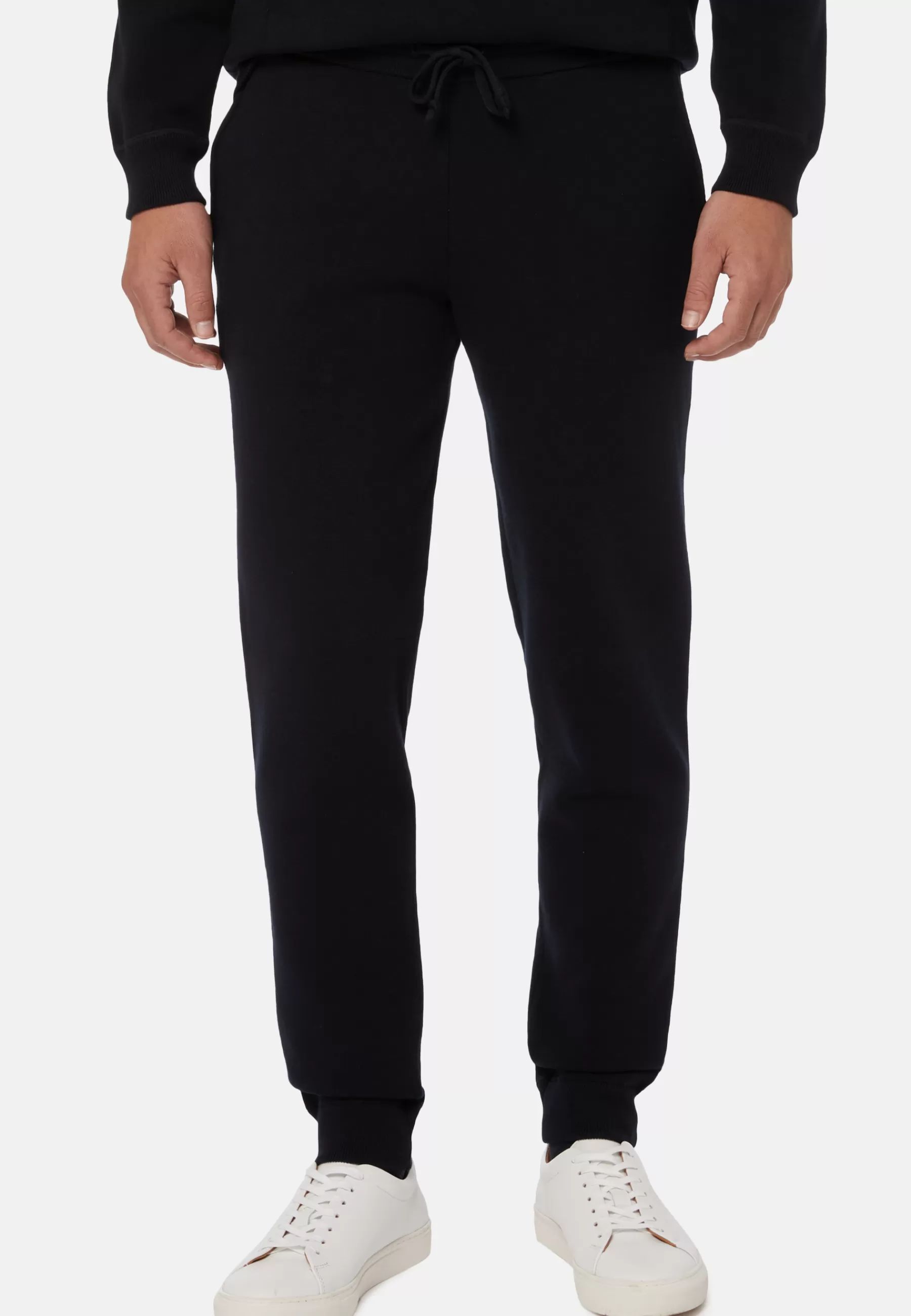 Pants^Boggi Milano Navy Pants in Technical Cotton Jersey Fleece Navy blue