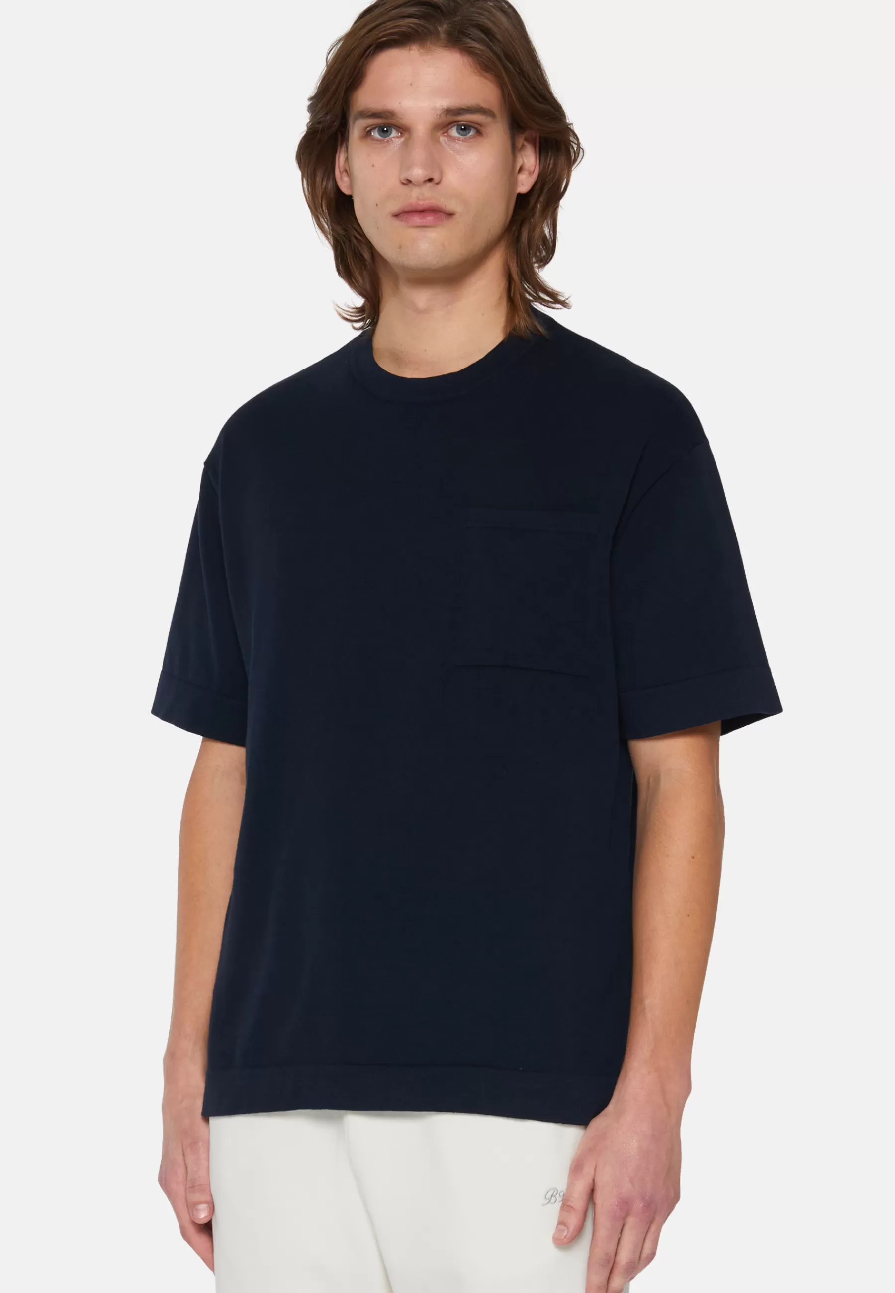 T-Shirts^Boggi Milano Navy Pima Cotton Knitted T-Shirt Navy blue