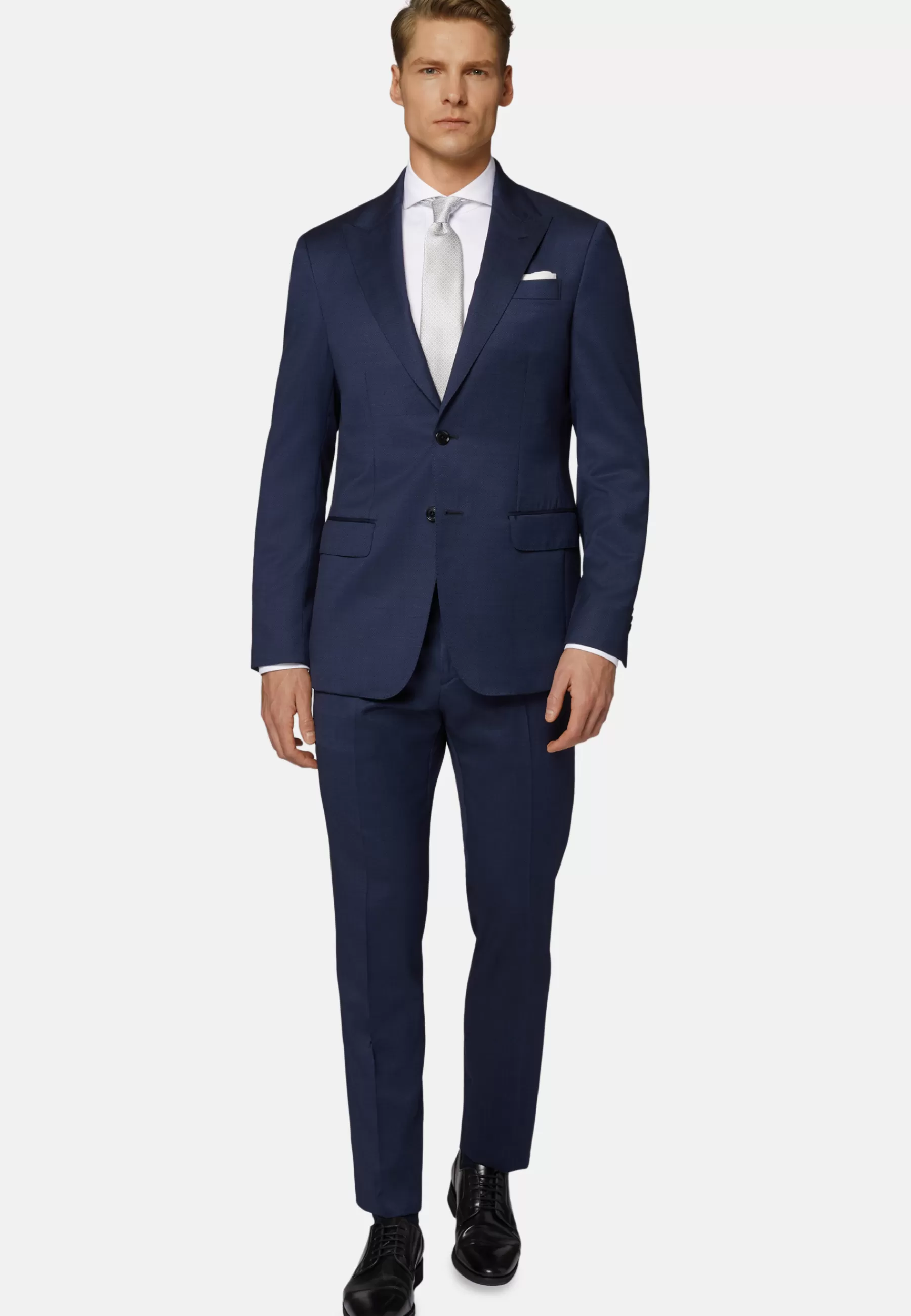 Suits^Boggi Milano Navy Pinpoint Pure Wool Suit Navy blue