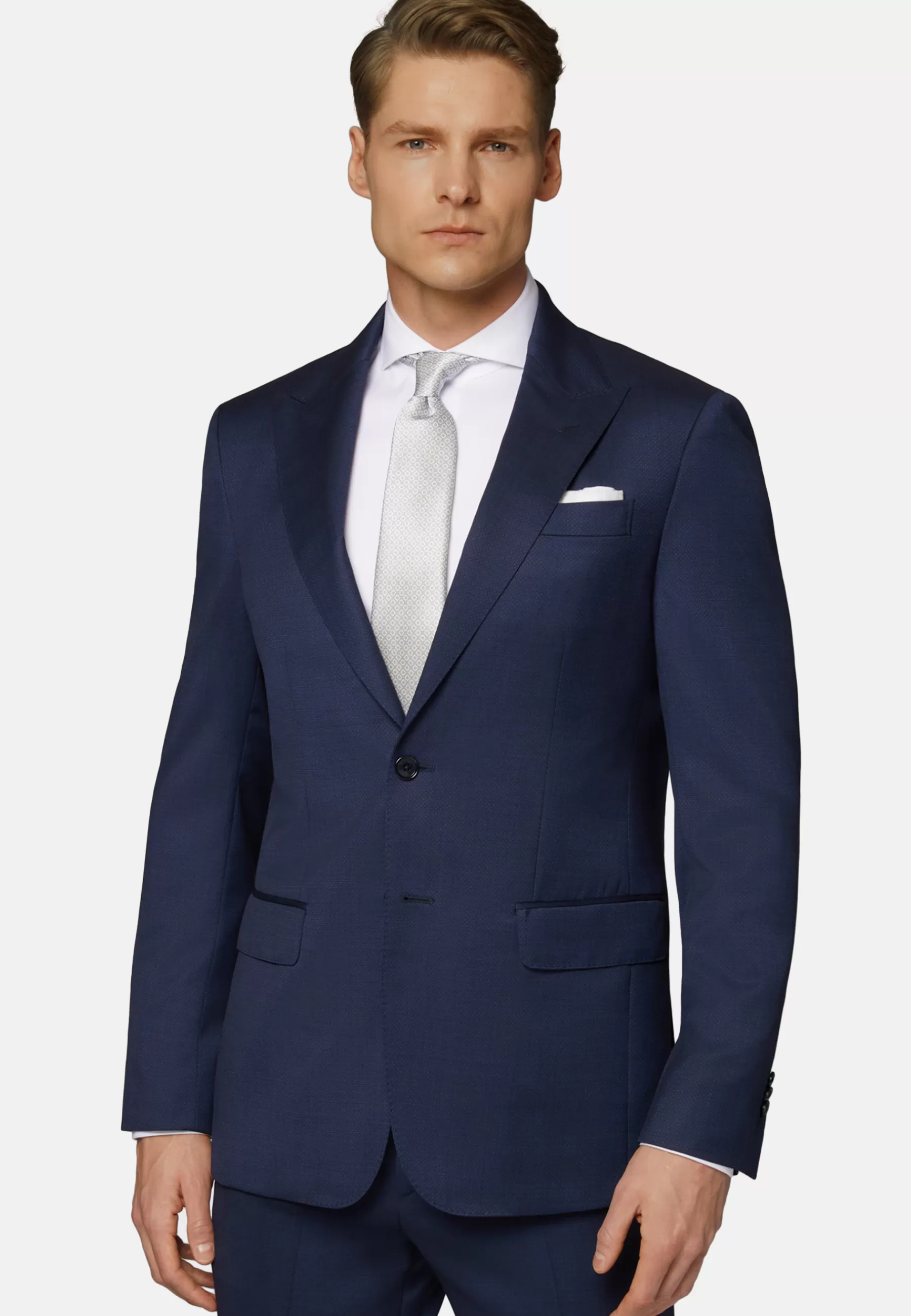 Suits^Boggi Milano Navy Pinpoint Pure Wool Suit Navy blue