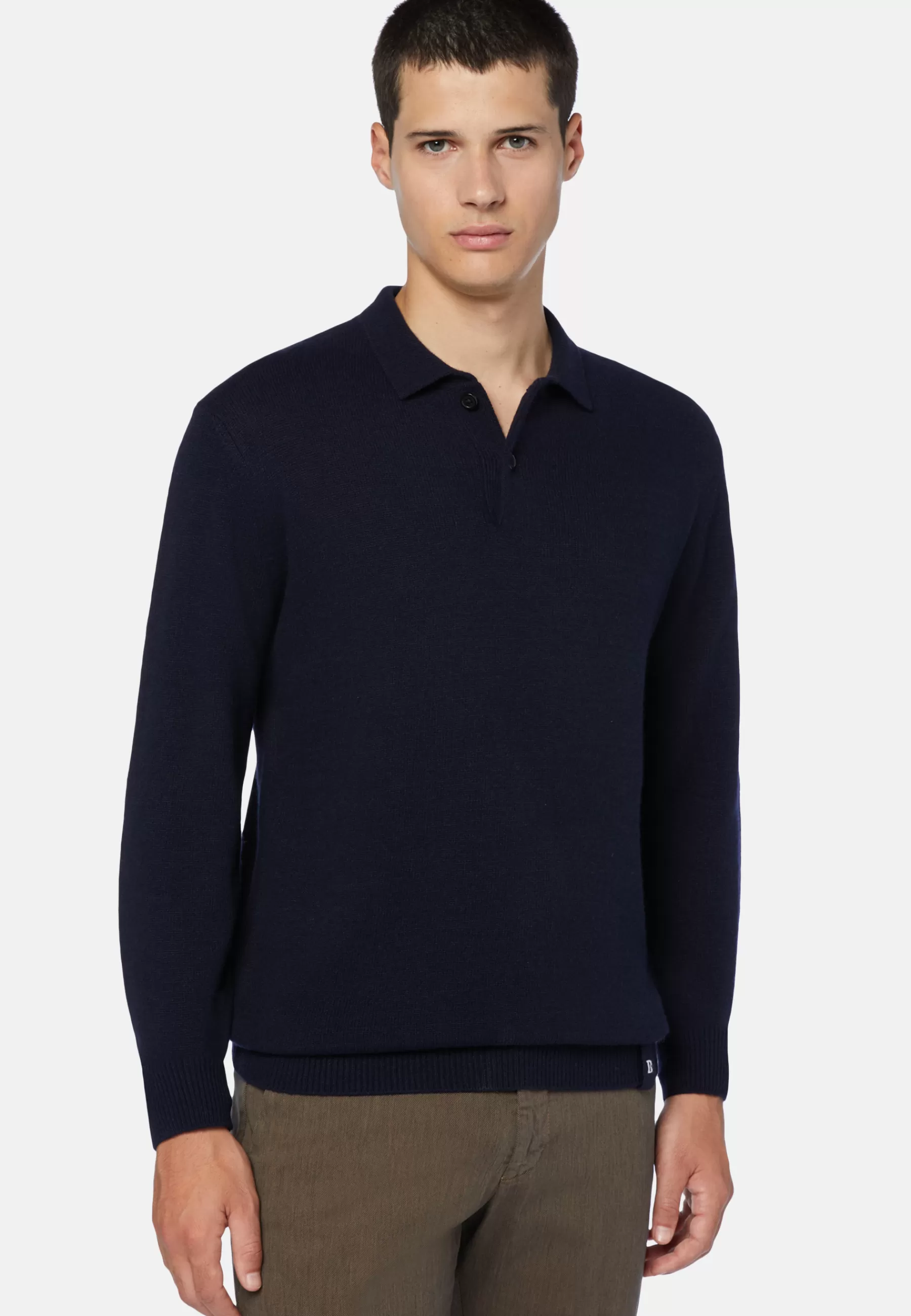 Polo | Knitwear^Boggi Milano Navy Polo Neck Jumper in a Cashmere Blend Navy blue