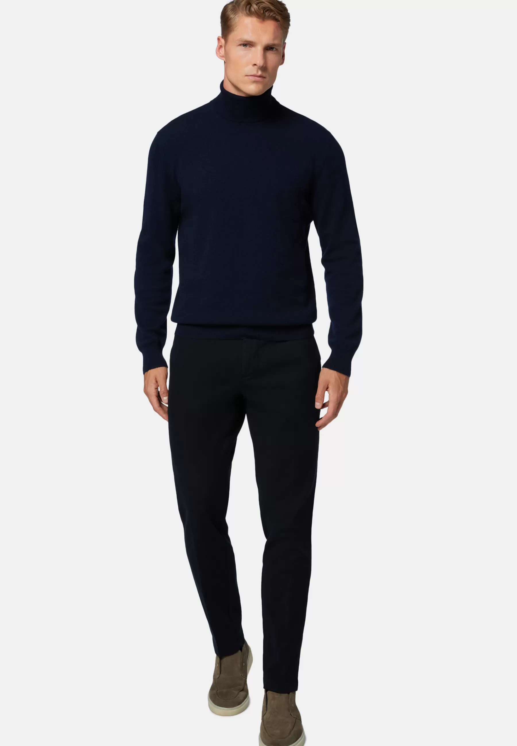 Knitwear^Boggi Milano Navy Polo Neck Jumper in Cashmere Navy blue