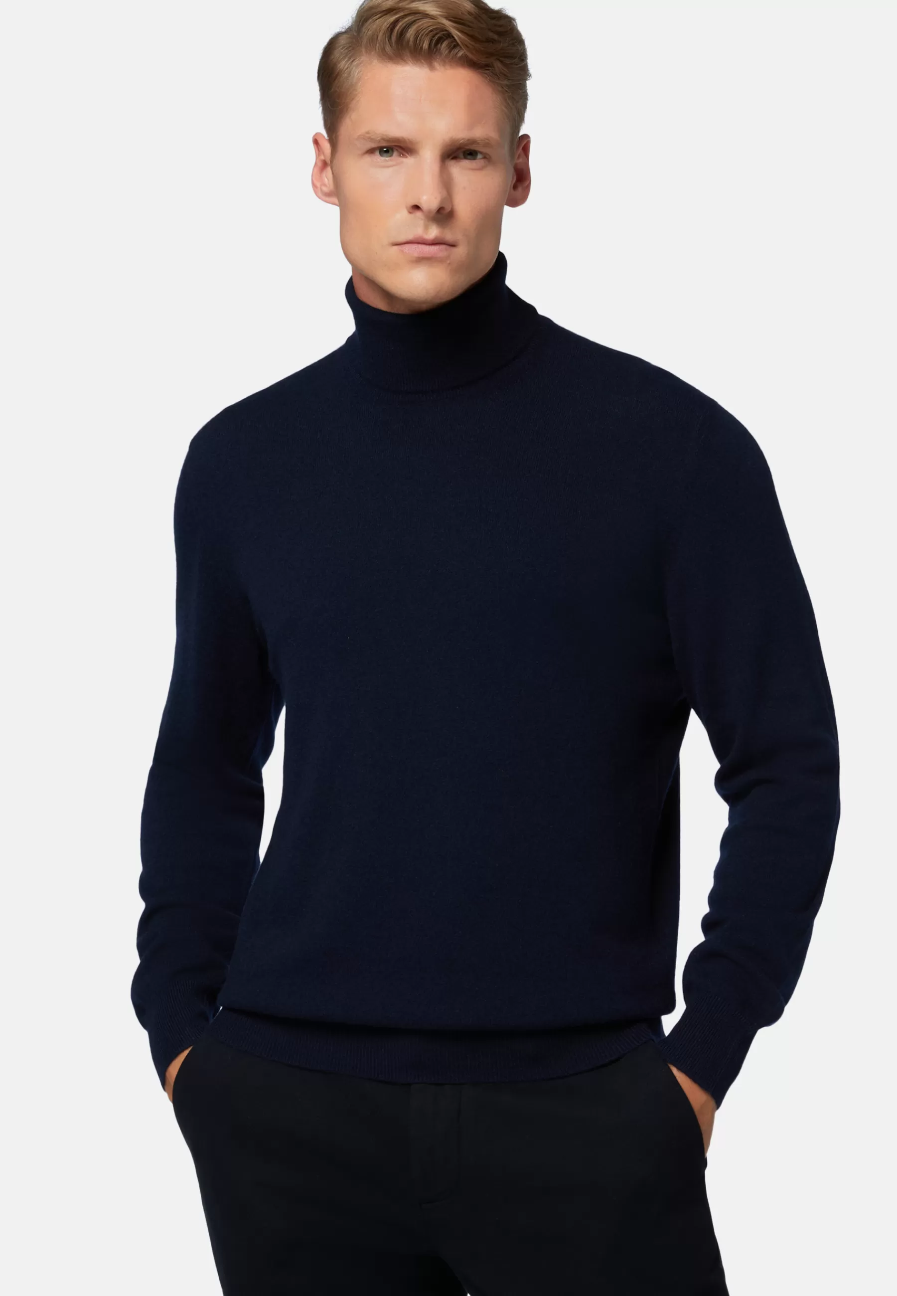 Knitwear^Boggi Milano Navy Polo Neck Jumper in Cashmere Navy blue