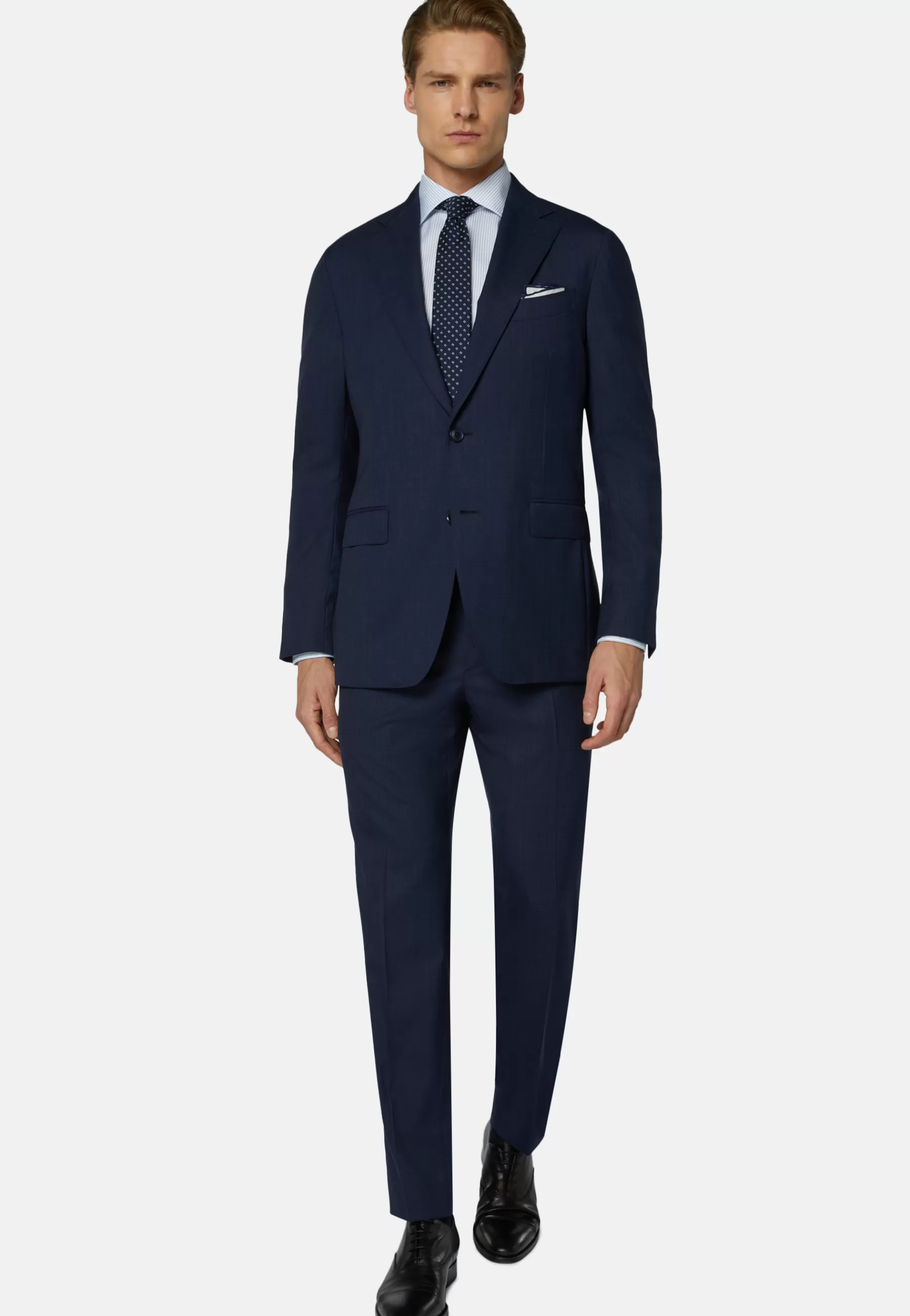 Suits^Boggi Milano Navy Prince of Wales Check Suit in Super 130 Wool Navy blue