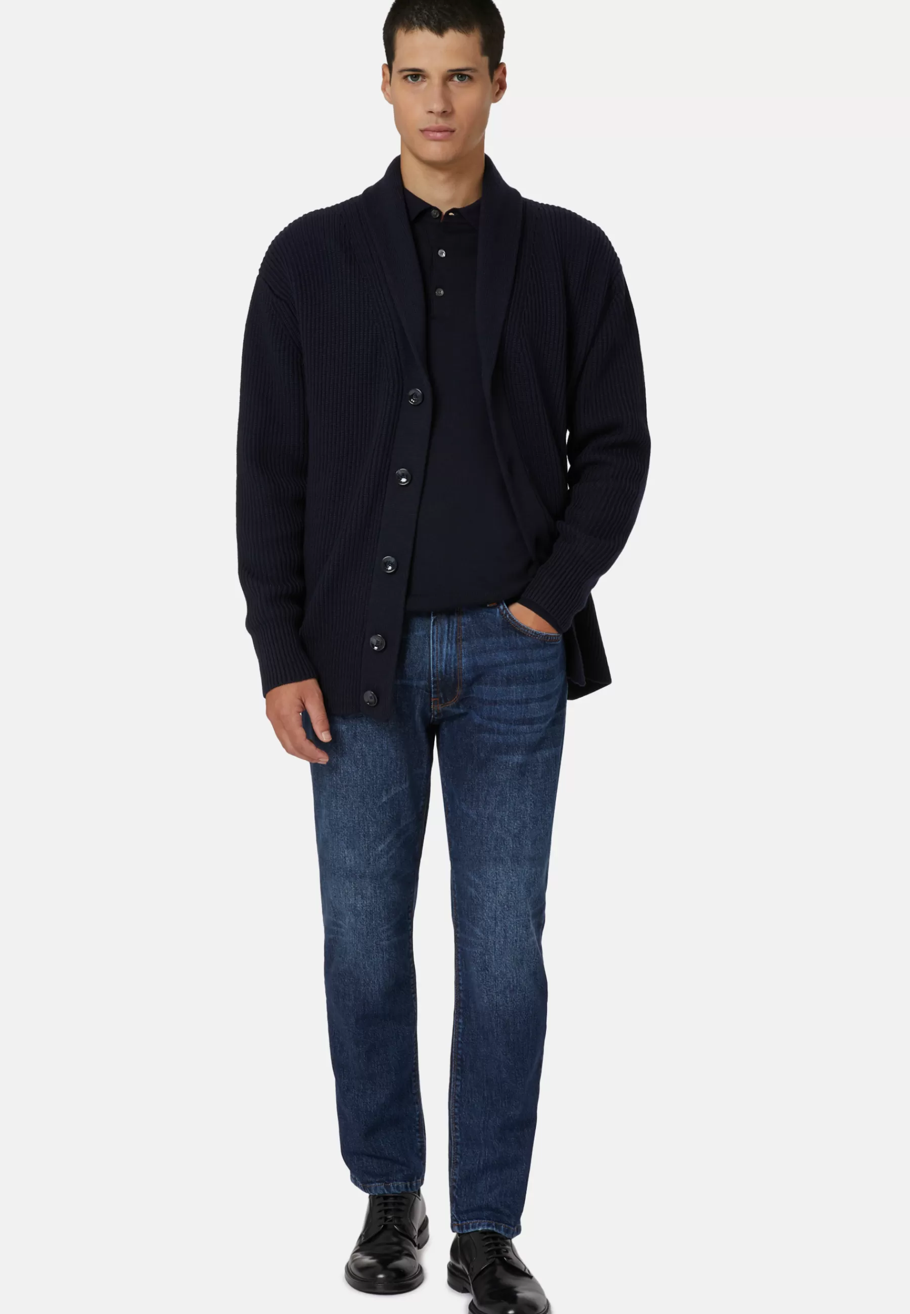 Knitwear^Boggi Milano Navy Shawl Neck Cardigan In Merino Wool Navy blue