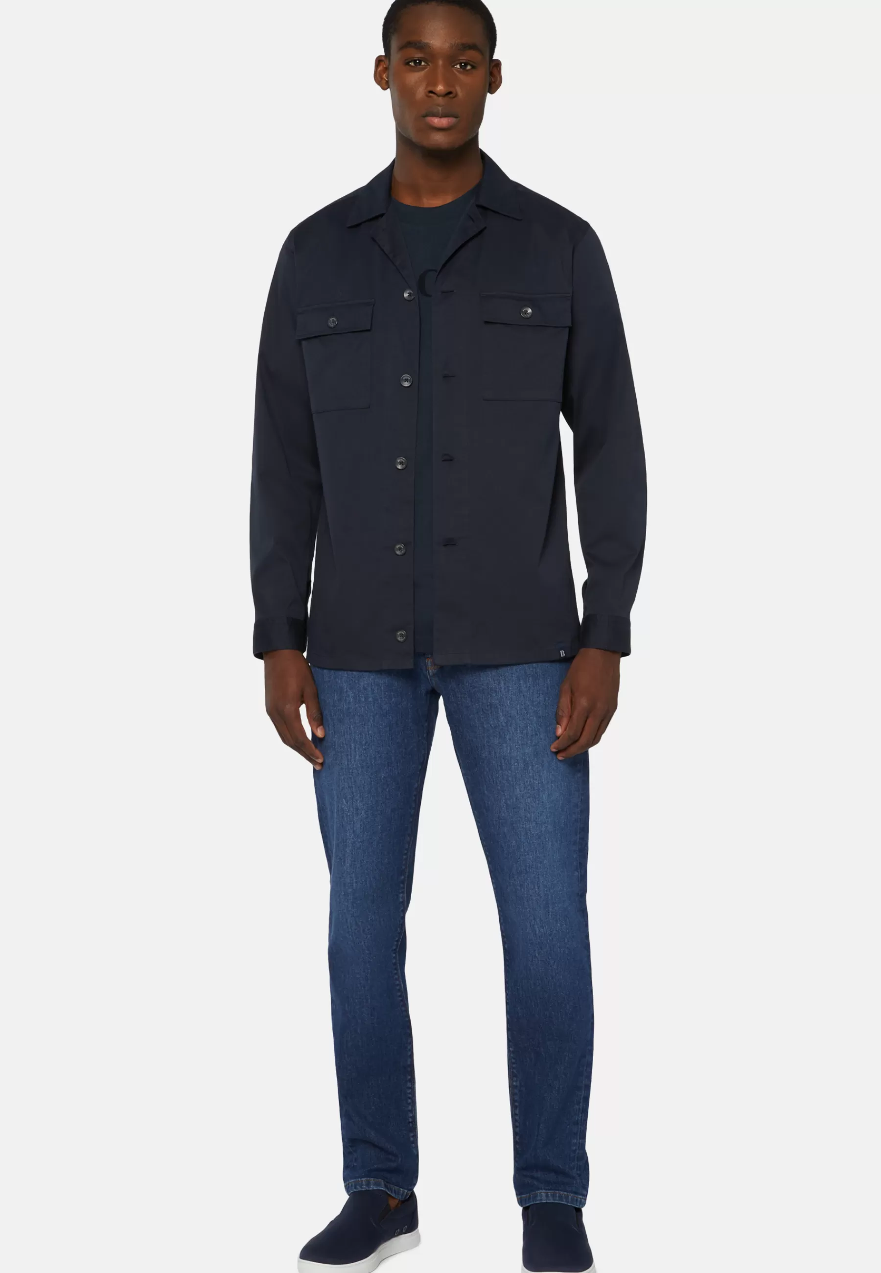 Overshirts | Casual Shirts^Boggi Milano Navy Tencel And Cotton Camp Overshirt Navy blue