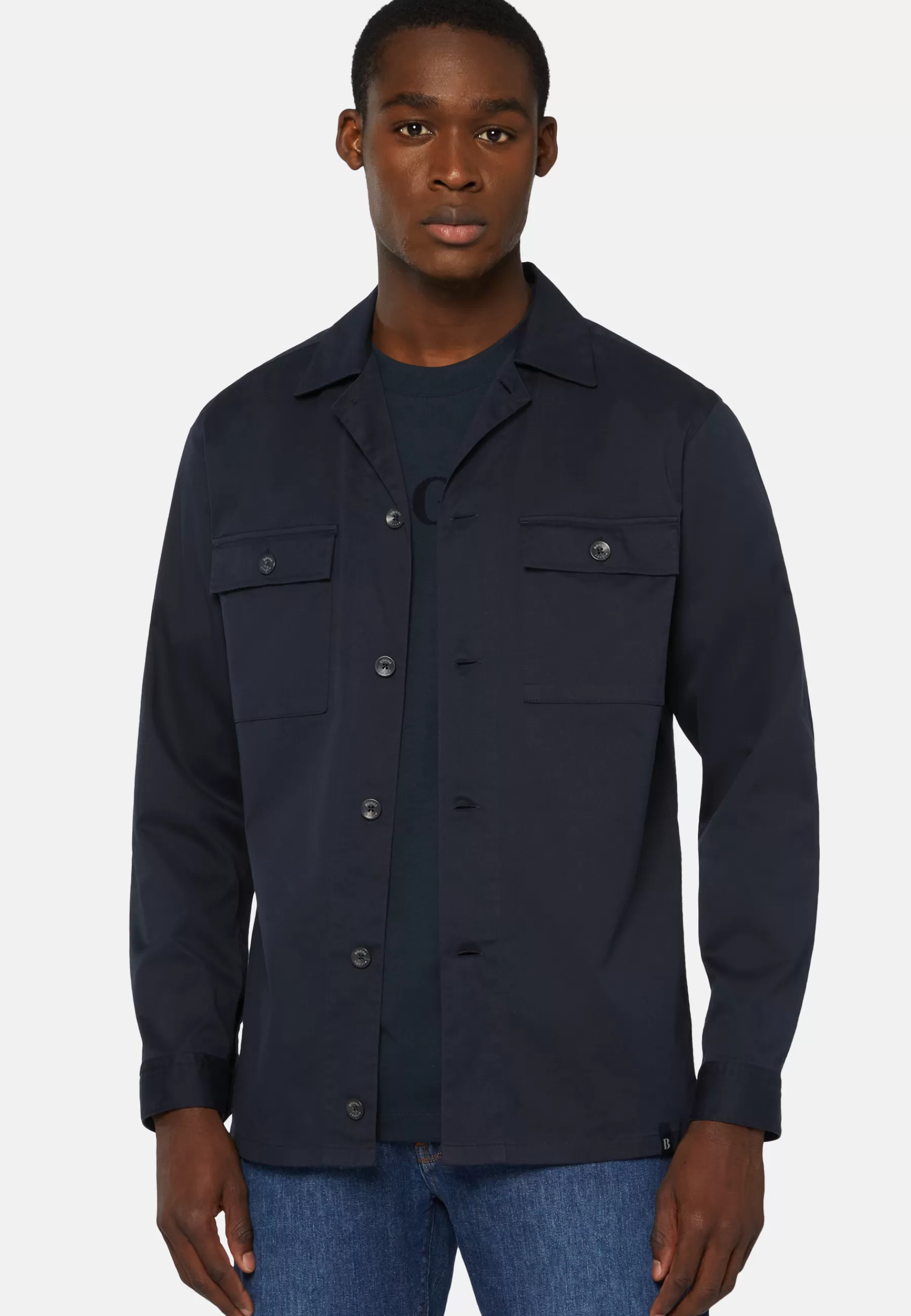 Overshirts | Casual Shirts^Boggi Milano Navy Tencel And Cotton Camp Overshirt Navy blue