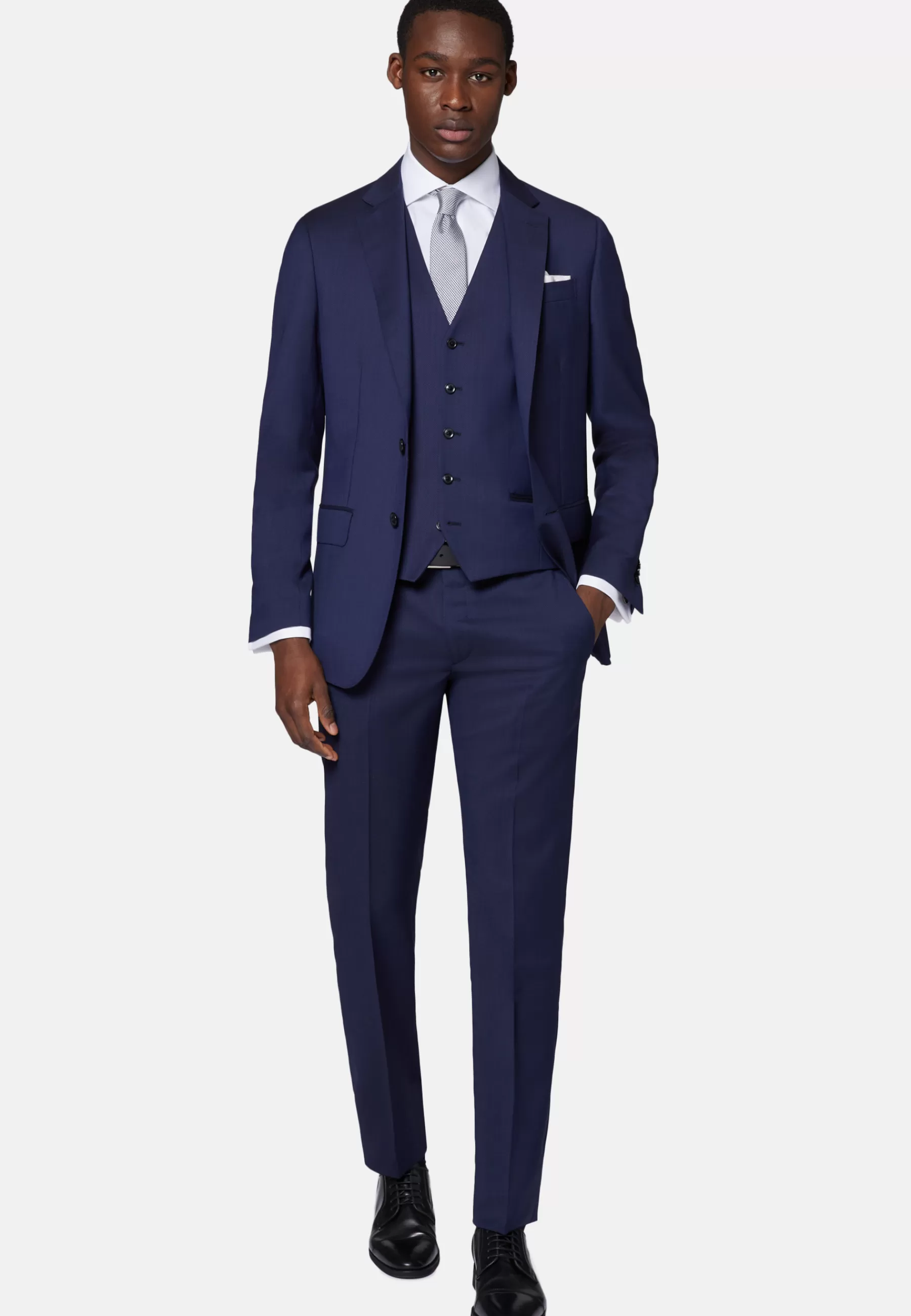 Suits^Boggi Milano Navy Textured Wool Suit Navy blue