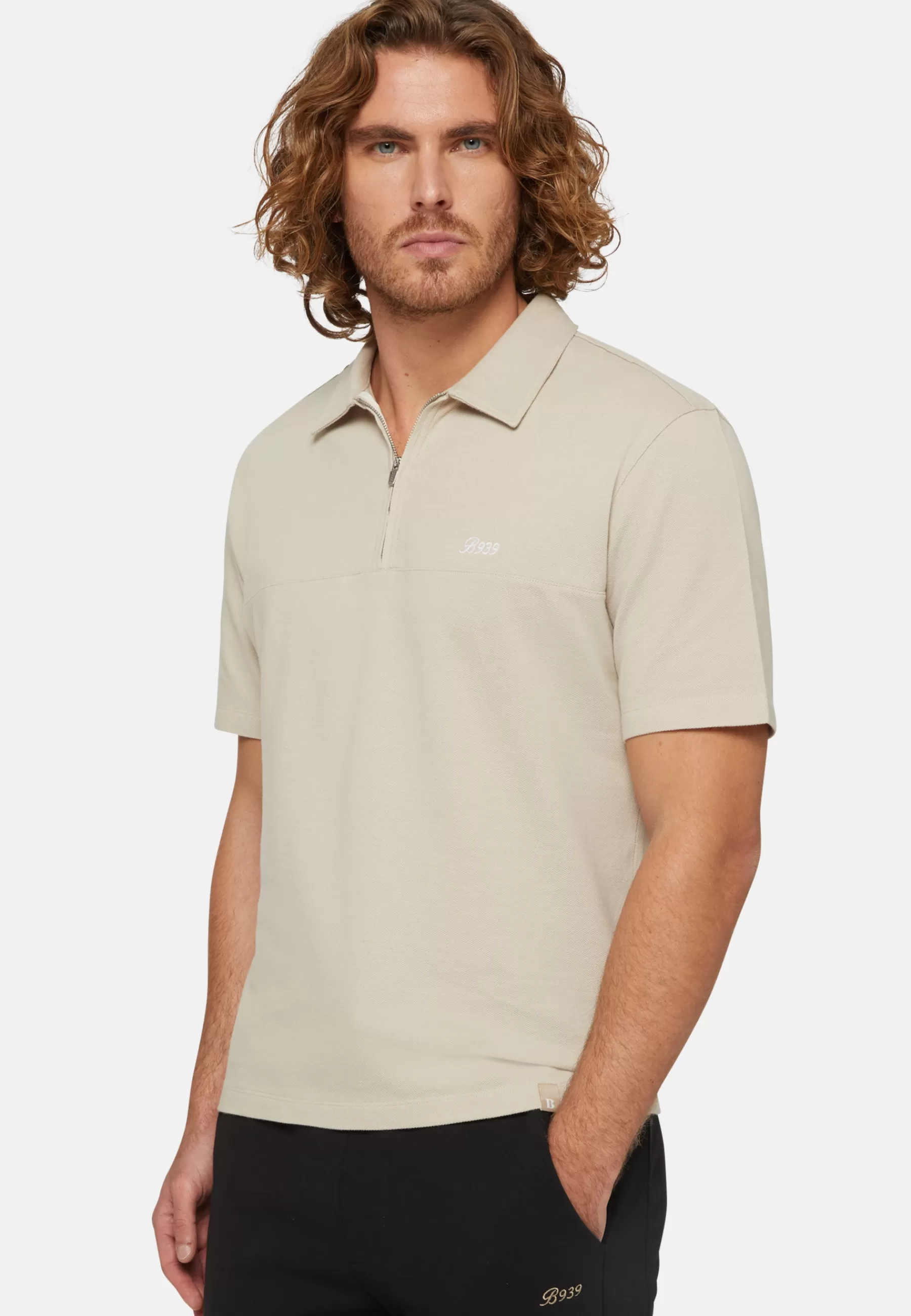 Polo^Boggi Milano Organic Cotton Blend Piqué Polo Shirt Beige