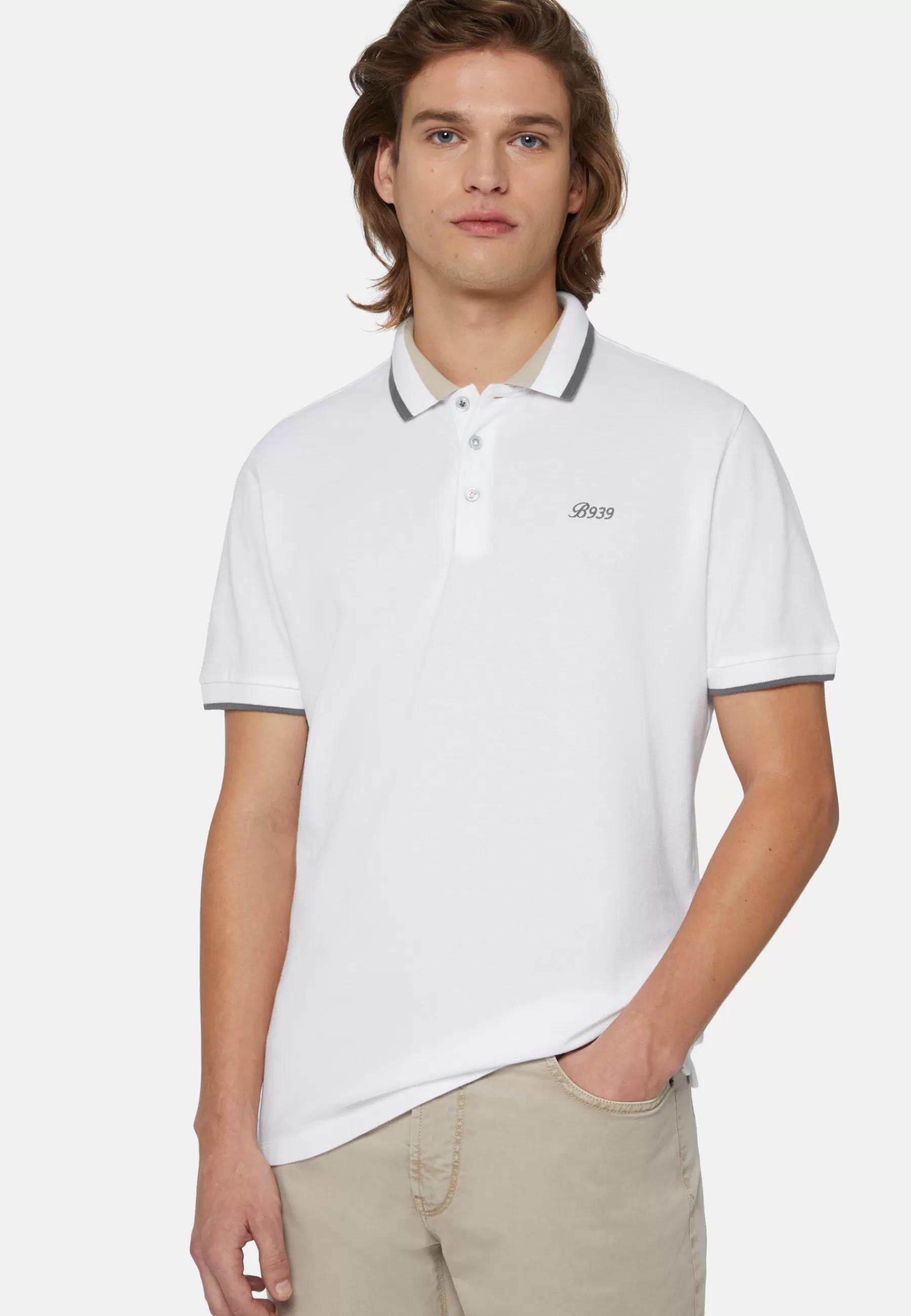 Polo^Boggi Milano Organic Cotton Blend Piqué Polo Shirt White