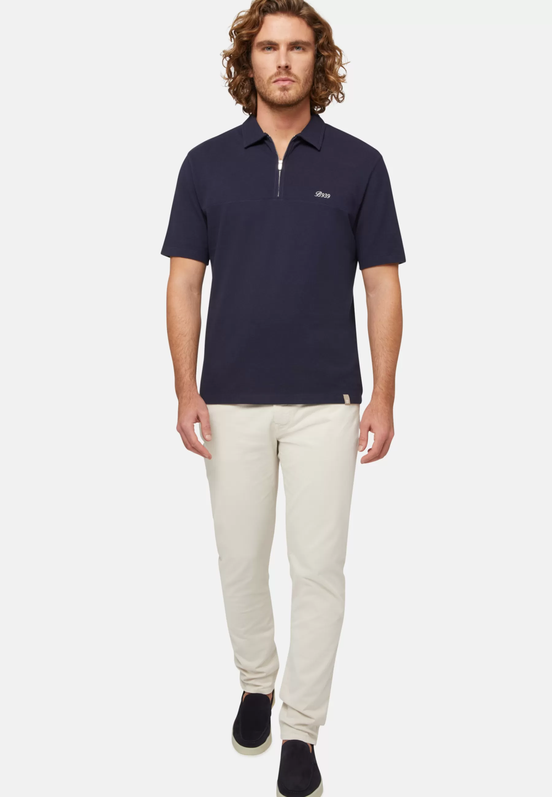 Polo^Boggi Milano Organic Cotton Blend Piqué Polo Shirt Navy blue