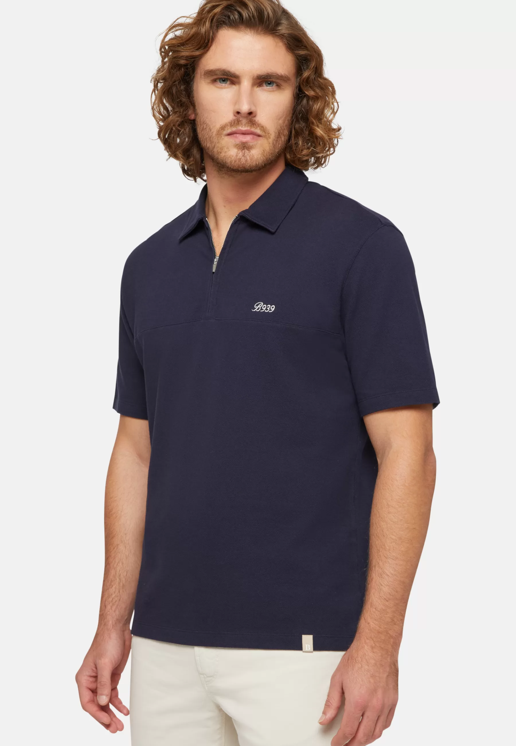 Polo^Boggi Milano Organic Cotton Blend Piqué Polo Shirt Navy blue