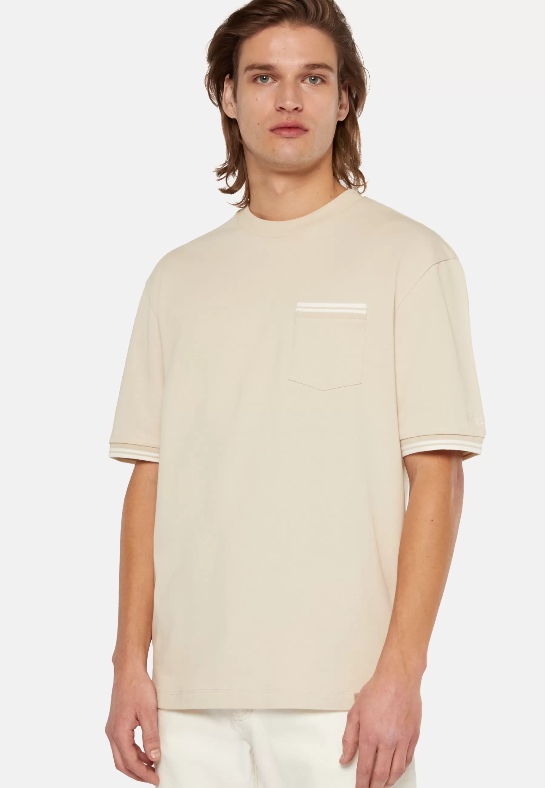 T-Shirts^Boggi Milano Organic Cotton Blend T-Shirt Sand