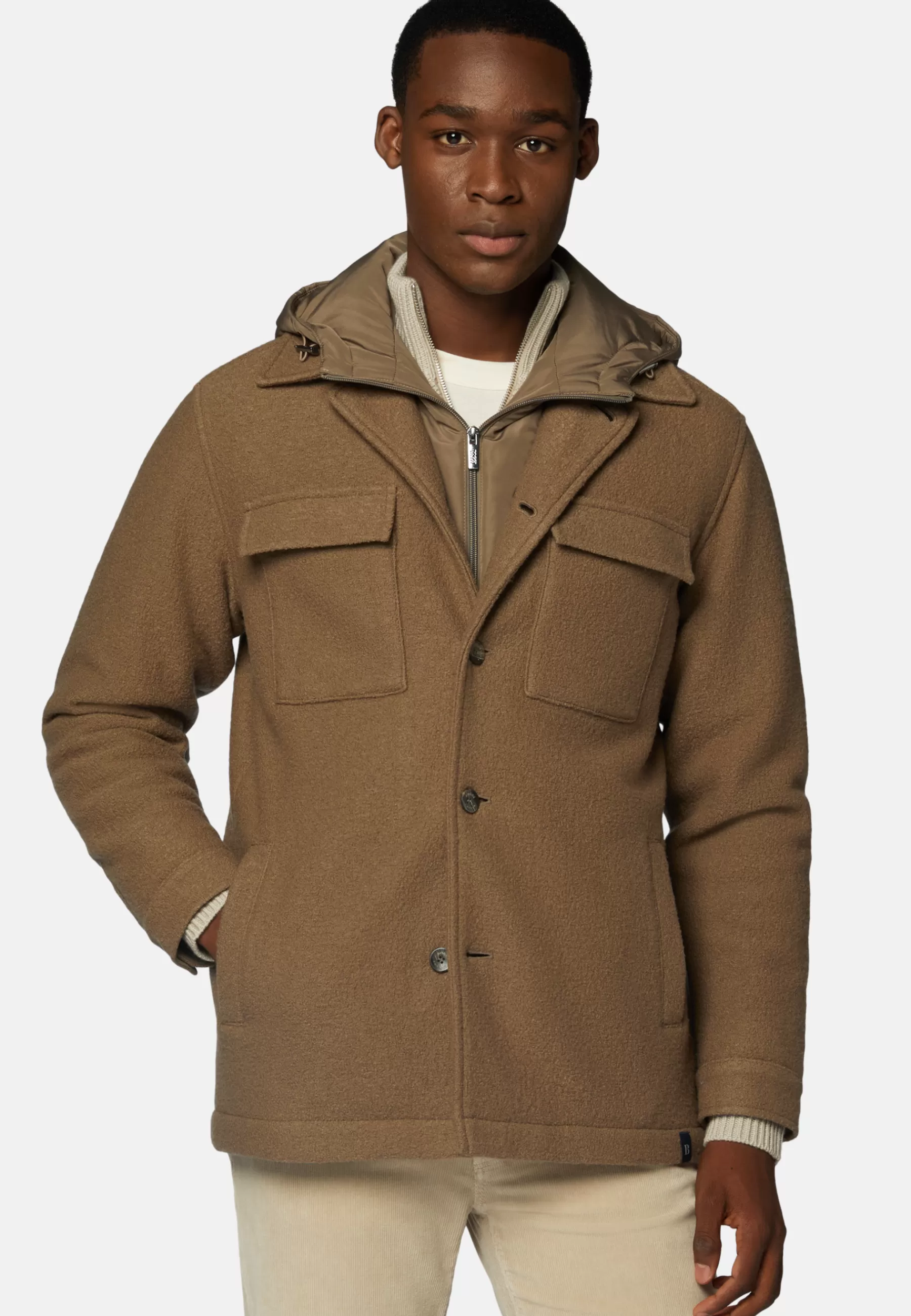 Outerwear | Overshirts^Boggi Milano Padded Link Shirt Jacket In Wool Taupe